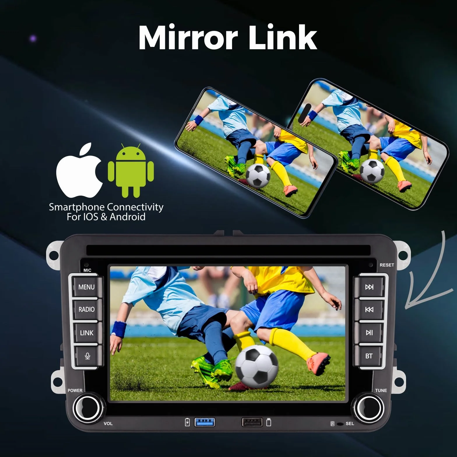 Radio samochodowe Plug & Play kompatybilne z VW Golf 5 6 Passat Jetta Polo RCD330 z CarPlay Android Auto bezprzewodowe Bluetooth radio FM