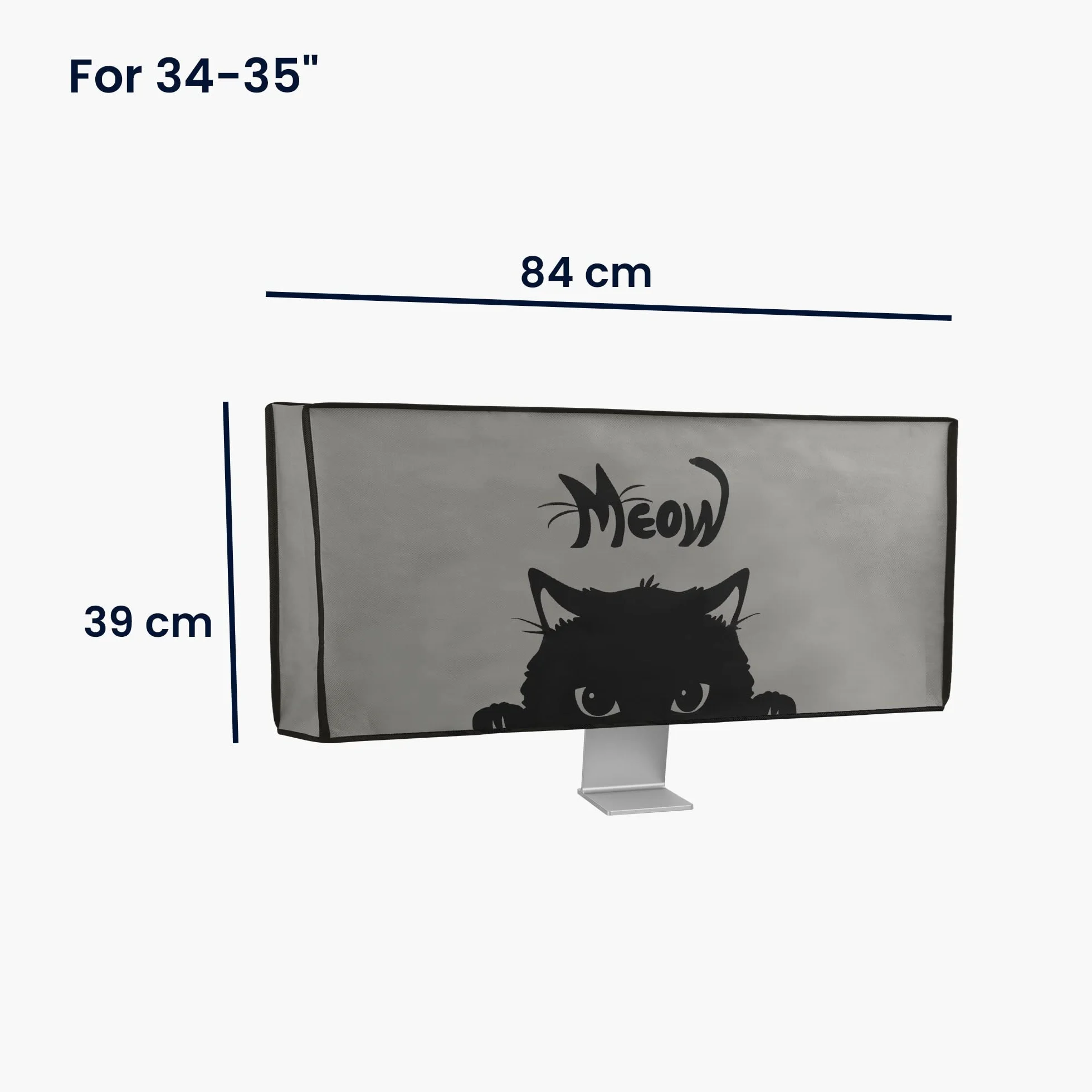 kwmobile Pokrowiec monitor kompatybilny z 86.4-89.9 cm - Meow Cat Grey/Black