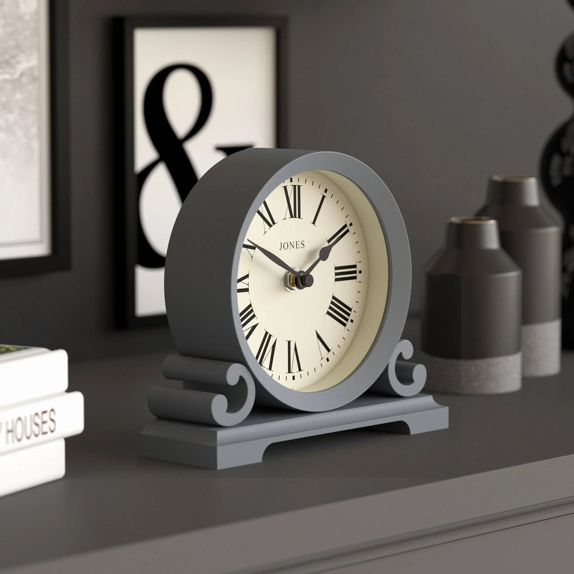 JONES CLOCKS® Horloge de cheminée Saloon Petit Design Traditionnel à Double Volute Marine française Chiffres Romains