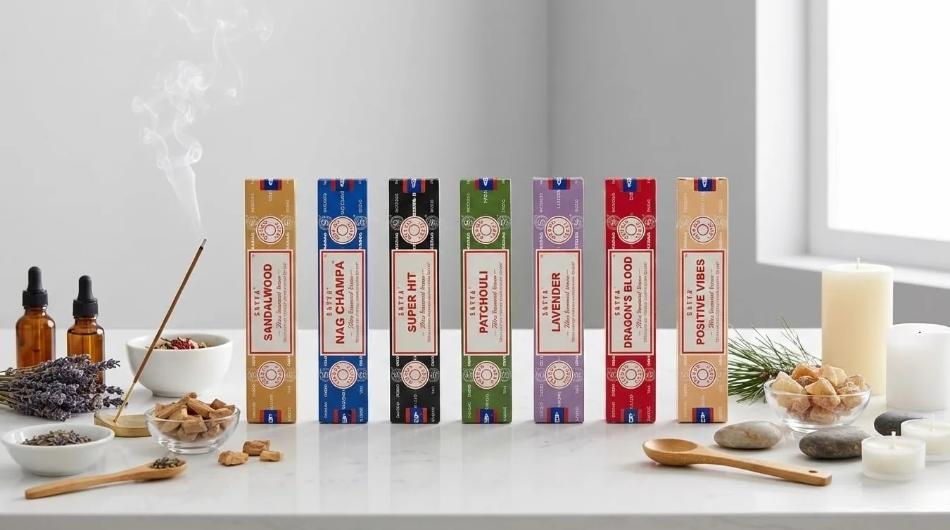 Nag Champa Bâtons d'Encens 7 Arômes Lot, Roulés à la Main, Non Toxiques
