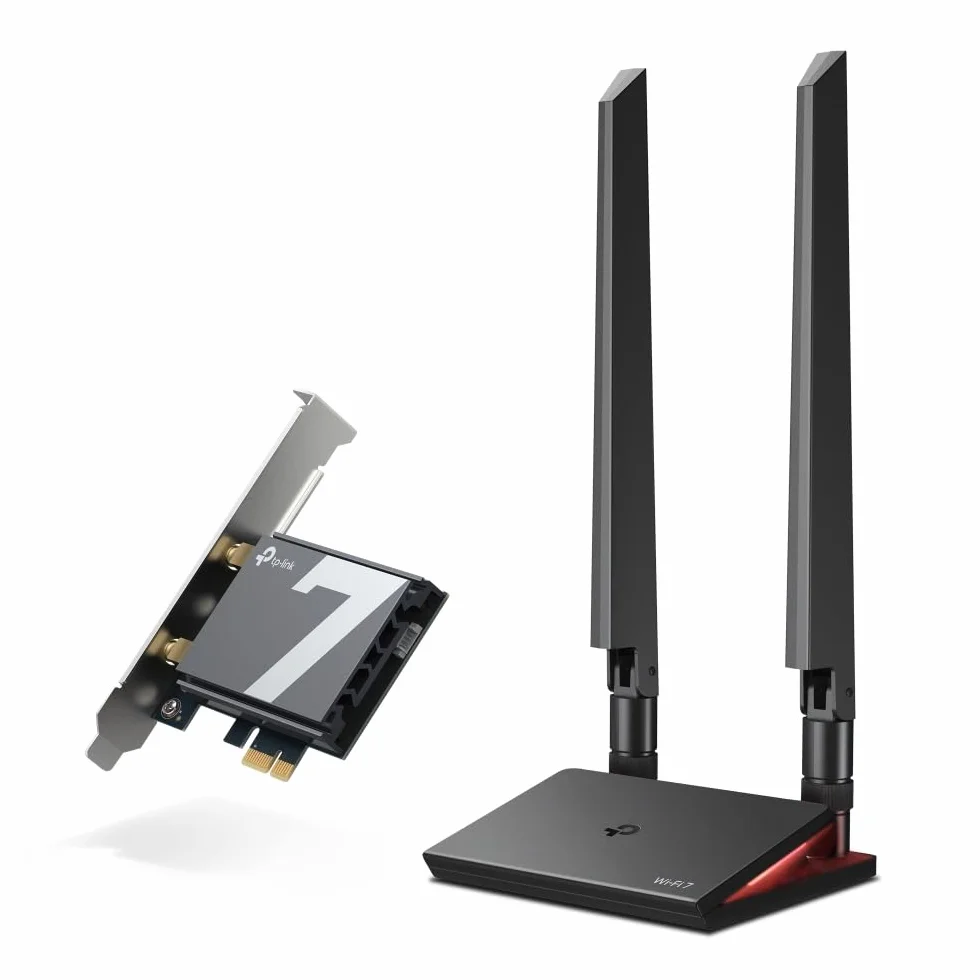 TP-Link Archer TBE550E karta Wi-Fi do PC, Tri-Band BE9300 Wi-Fi 7 Bluetooth 5.4 PCIe, WPA3, wielokolorowa dioda LED, tylko do Windows 11 (64-bitowy)
