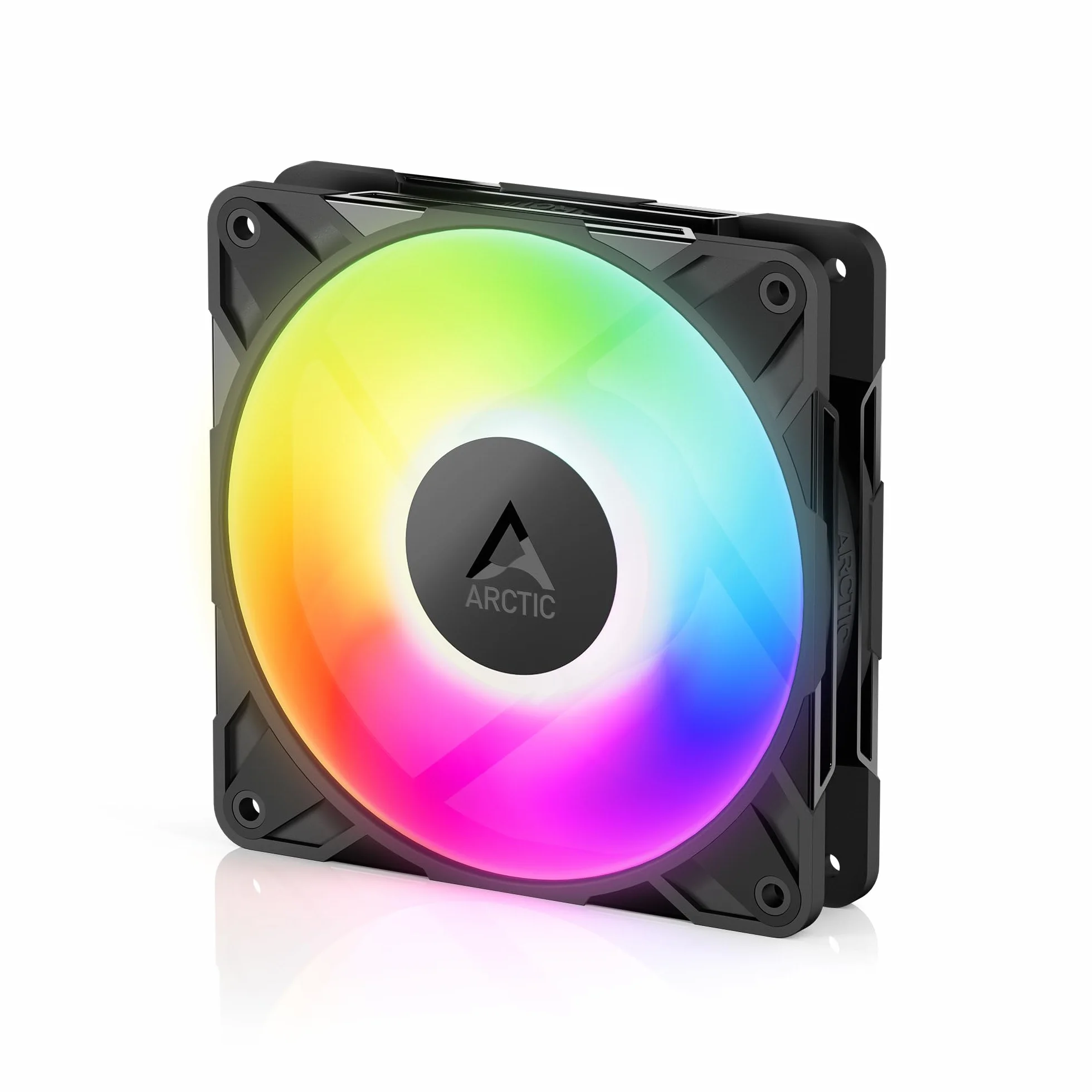ARCTIC P12 Pro A-RGB - Mocny Wentylator Premium, Wentylator PWM 120 mm z Rozdzielaczem Kabla Y, 600-3000 rpm, 0 rpm <5% PWM, 5V Cyfrowy RGB, łożysko ślizgowe Hydrodynamiczne, 4-Pin - Czarny