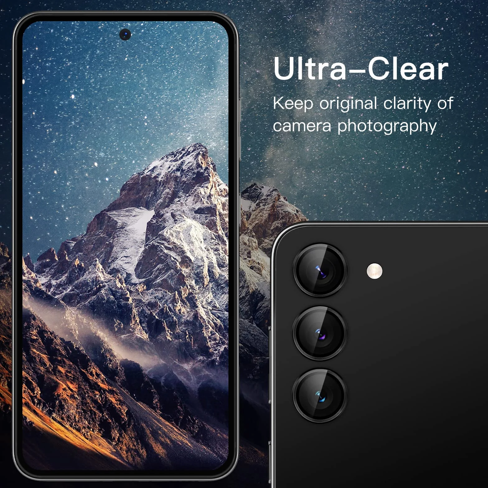 JETech Ochraniacz Obiektywu Aparat dla Samsung Galaxy S23 5G 6,1 Cala / S23 Plus 5G 6,6 Cala, 9H Szkło Hartowane Metalowy Pierścień Cover, Narzędzie Łatwej Instalacji, 1 Komplet(Czarny)