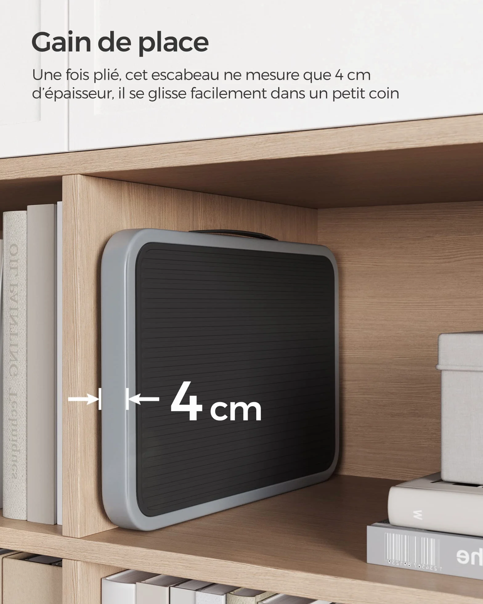 SONGMICS Marchepied Pliable Escabeau Acier 150 kg 32 x 44 x 17,5 cm Gris