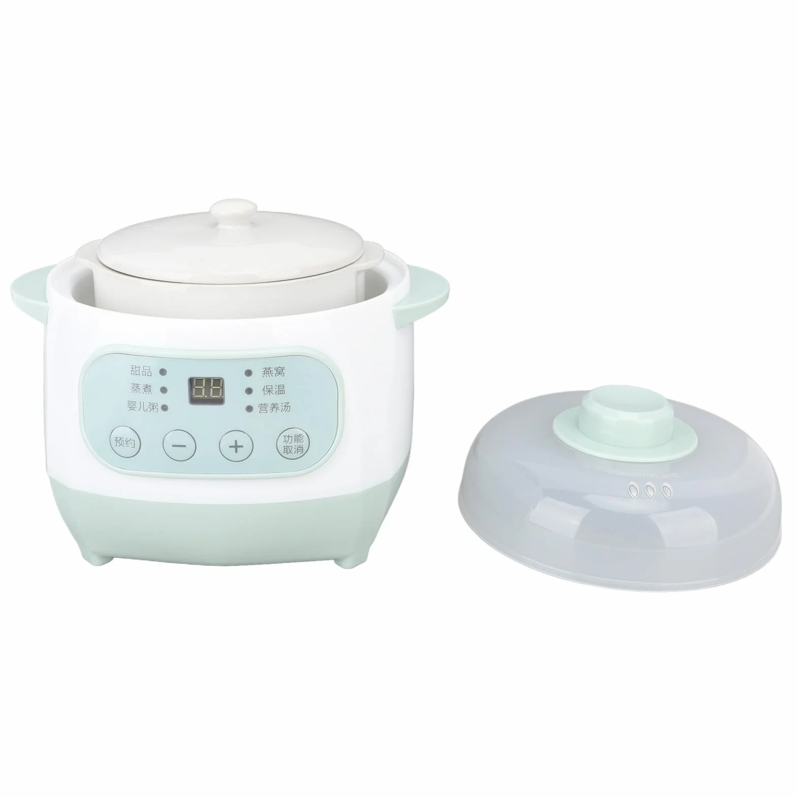 Mijoteuse, Saine et Sûre Mijoteuse en Céramique 1 L Facile à Transporter et à Ranger Marmite Chauffante Uniforme et Efficace pour Mijoter des Soupes Nutritives (Prise UE 220V)