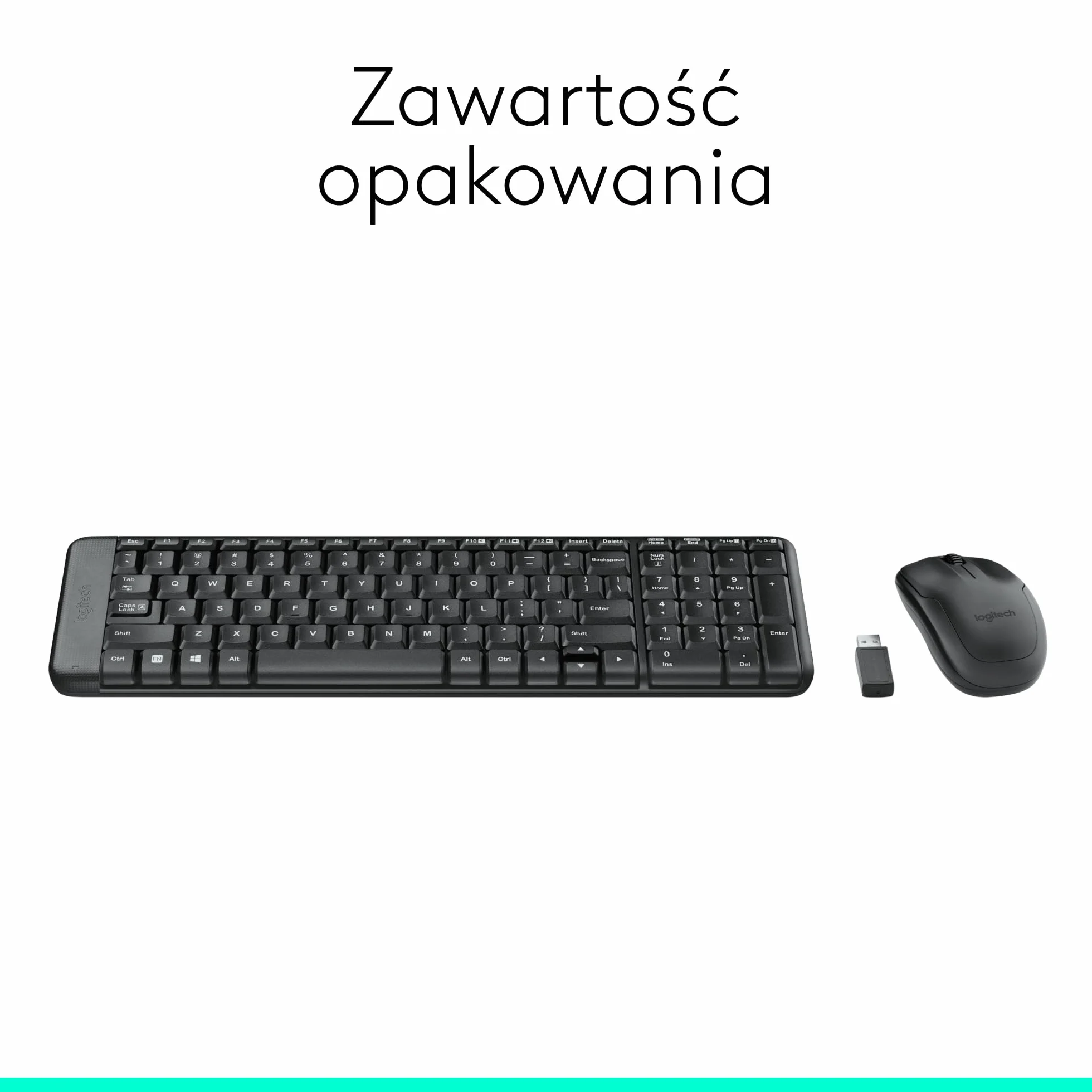 Logitech MK220 Compact Combo, Zestaw Klawiatura i mysz dla systemu Windows, 2,4 GHz Odbiornik USB Unifying, 24 pracy na baterii, PC, laptopem, QWERTY układ US Intl - Czarny