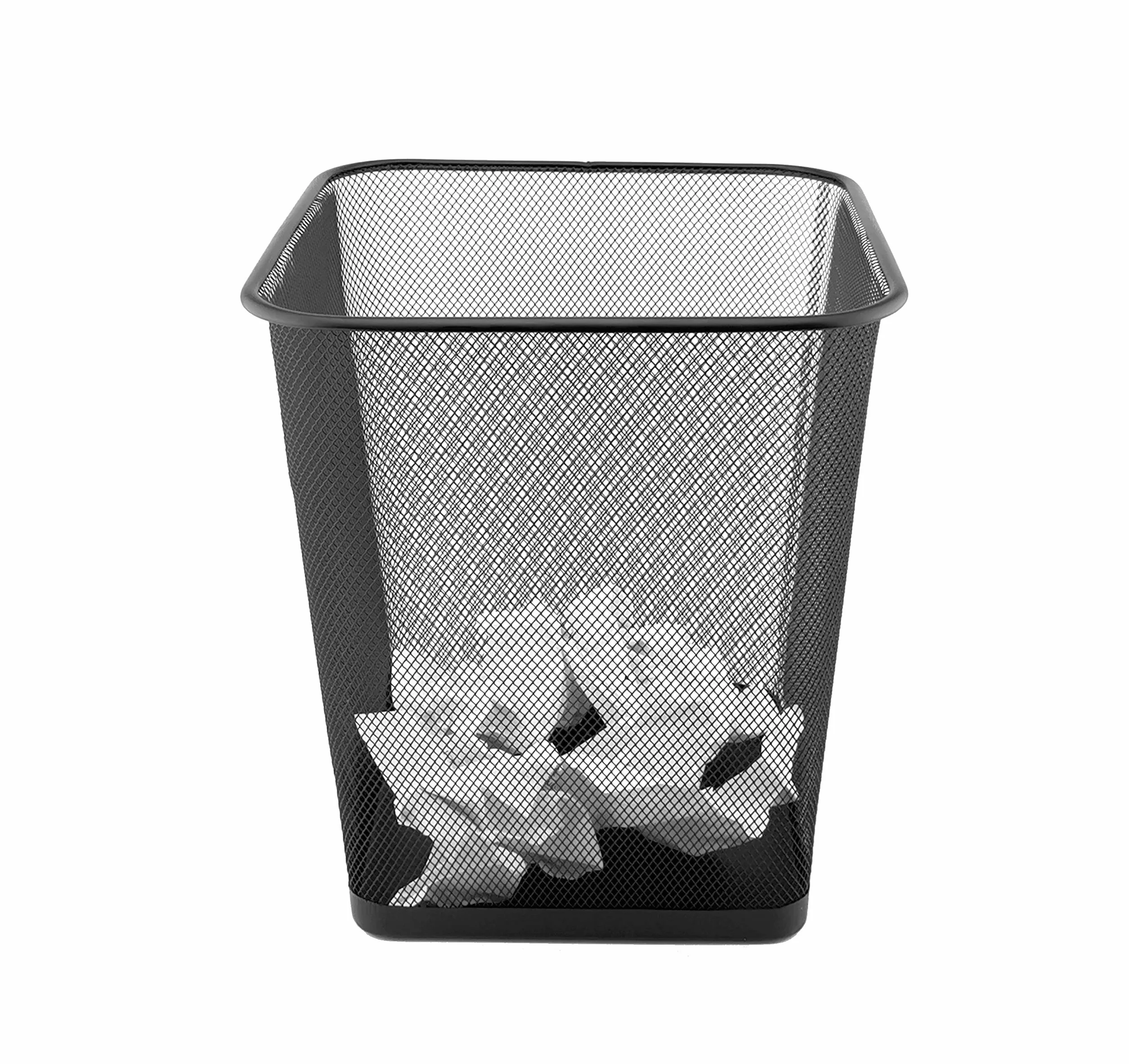 D.RECT Poubelle Bureau 18L - Corbeille Papier en Treillis Métal Maille, Noir