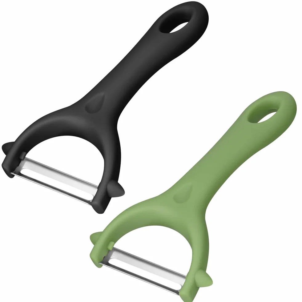 Éplucheur Universel Inox 2 PCS, Économe Légumes Manuel Poignée Ergonomique, Couteau Cuisine Légumes Fruits Noir Vert