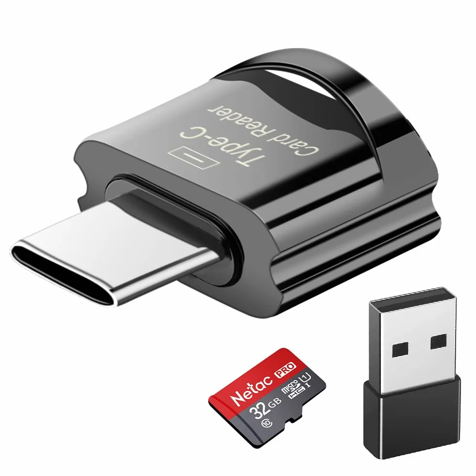Czytnik kart micro SD, czytnik kart USB C TF z adapterem USB C na USB - kompatybilny z MacBookiem, laptopami, telefonami z systemem Android