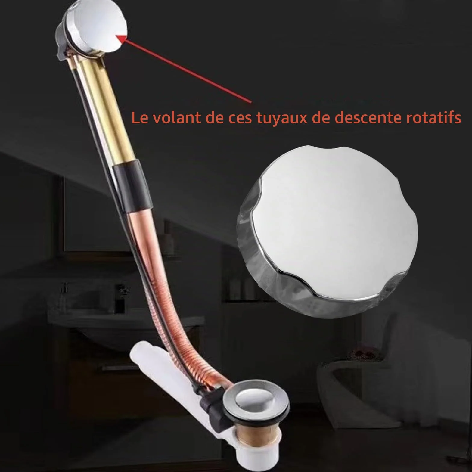 Bouchon de Baignoire Universel en Alliage d'Aluminium Chromé, Couvercle de Trop-Plein Pop-Up