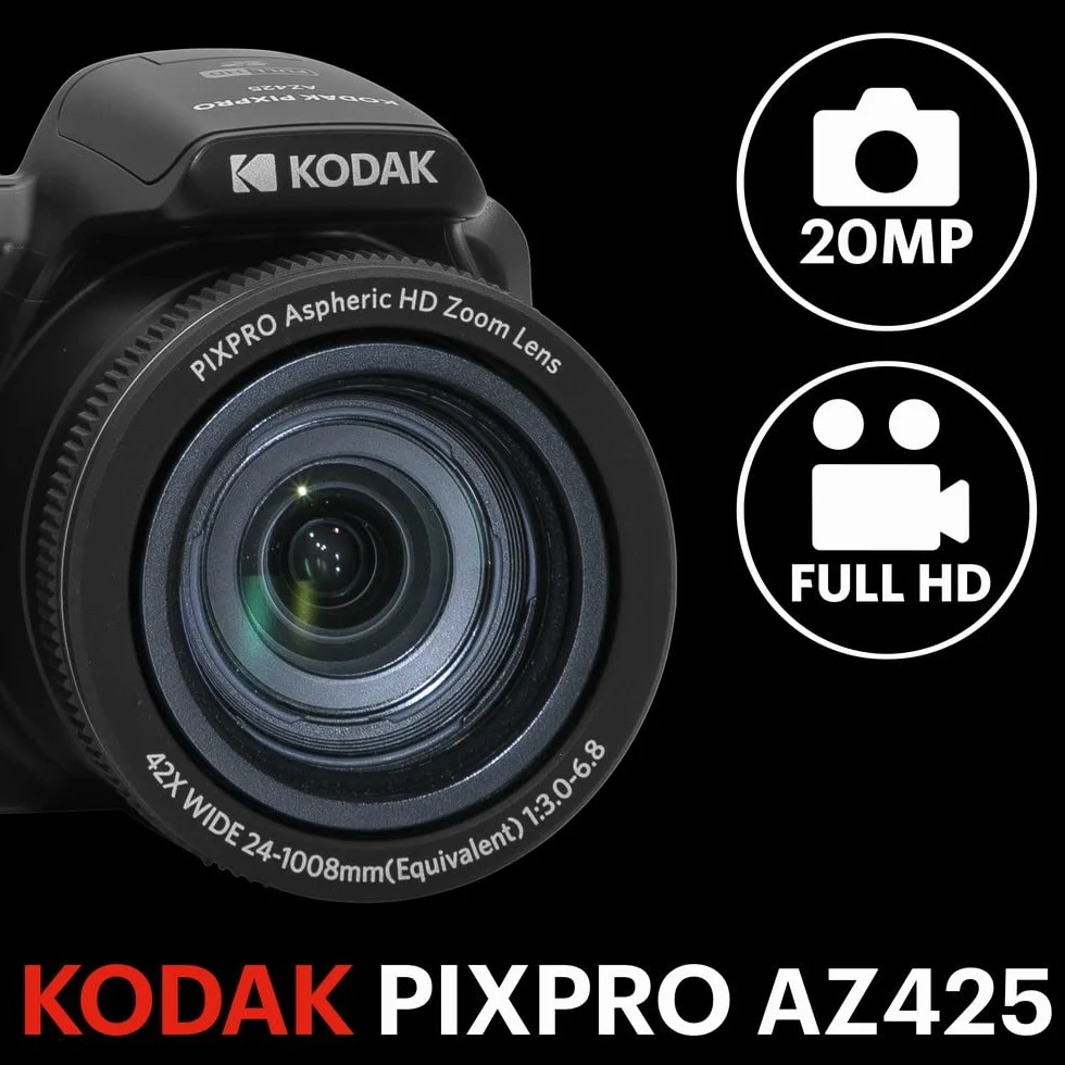 Kodak Pixpro Astro Zoom AZ425-BK Aparat Cyfrowy, Czarny, 20 Mpx