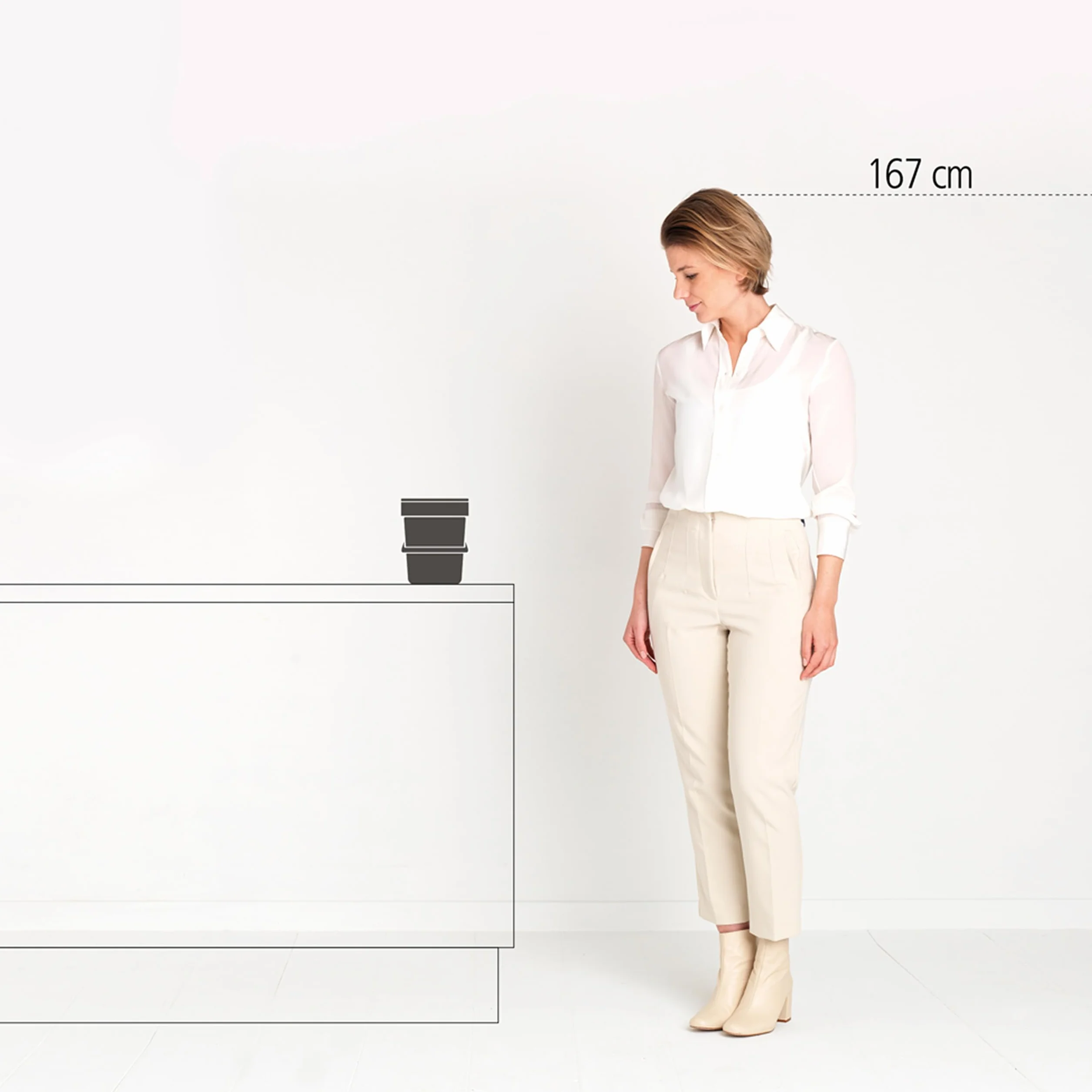 Brabantia Poubelle Sort & Go 3L Beige clair – Système de tri des déchets avec poignée de transport