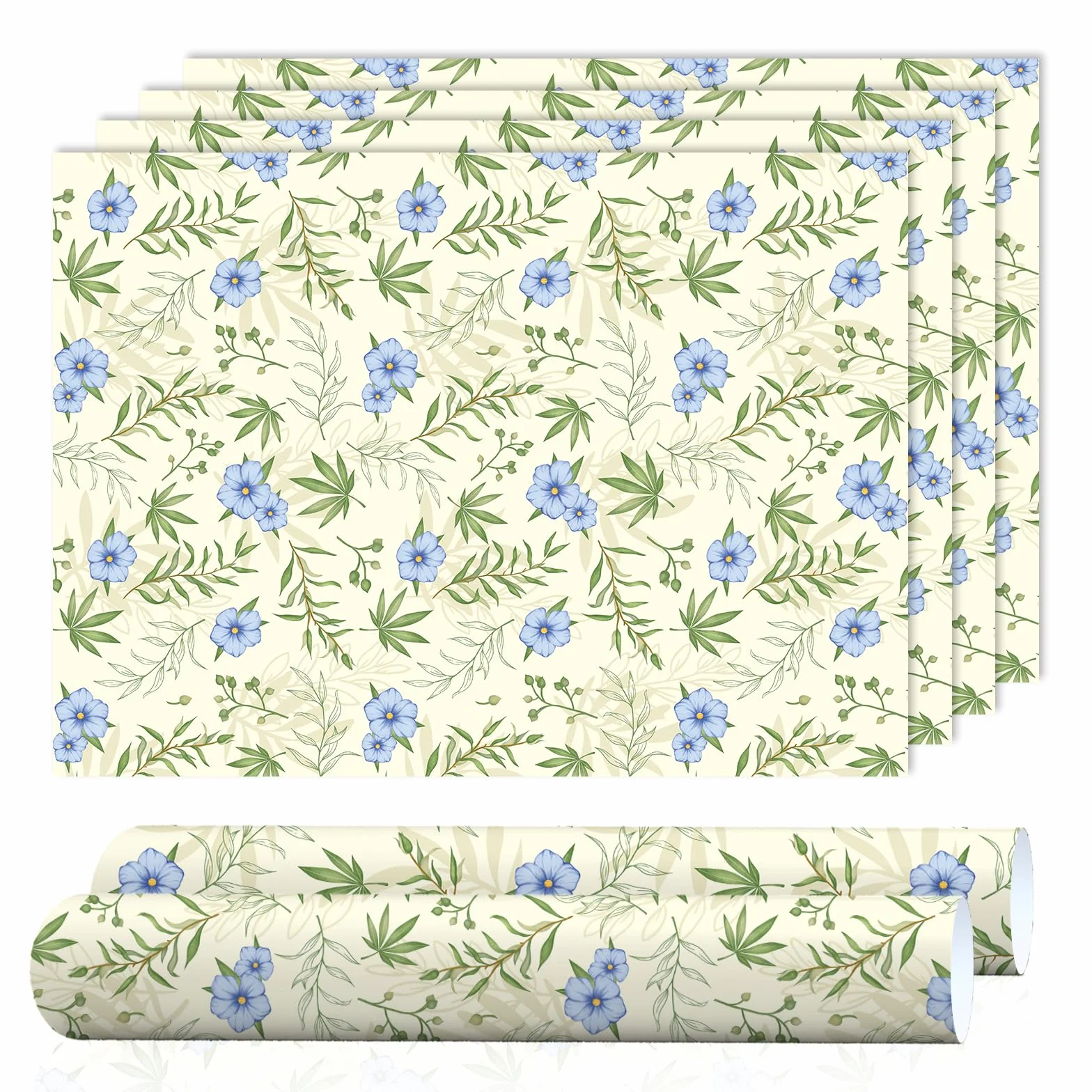 SCENTORINI Papier Parfumé Feuilles Parfumées pour Tiroirs Parfum de Lin Décoration Papier d'emballage Parfumé pour Cadeaux Tapis de Fond pour Tiroirs, Placards, Armoires et étagères, 6 Feuilles