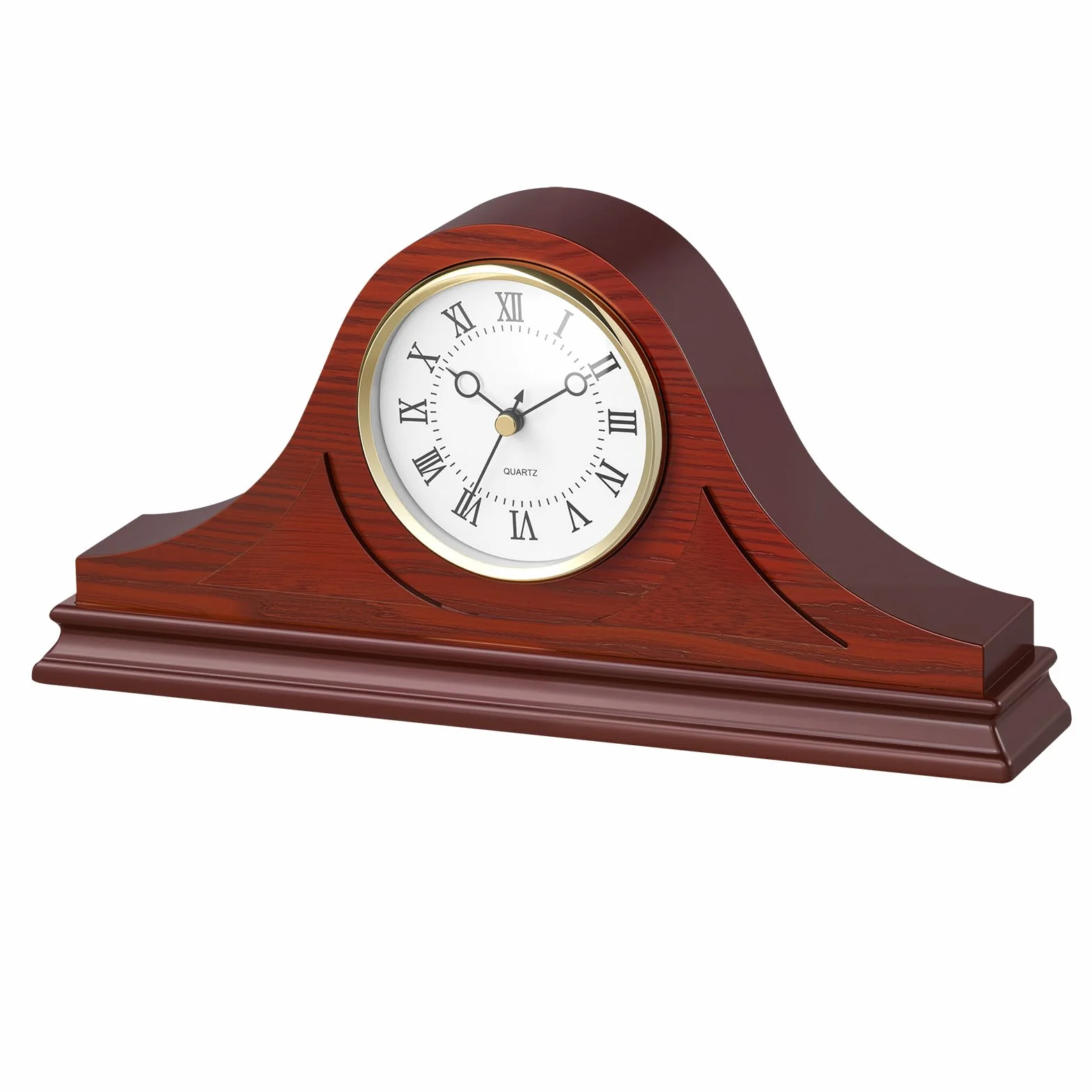 VEVOR Horloge de Cheminée Rétro 164 mm MDF Mouvement Quartz Design Silencieux Décoration Intérieure Finition Bois de Cerisier