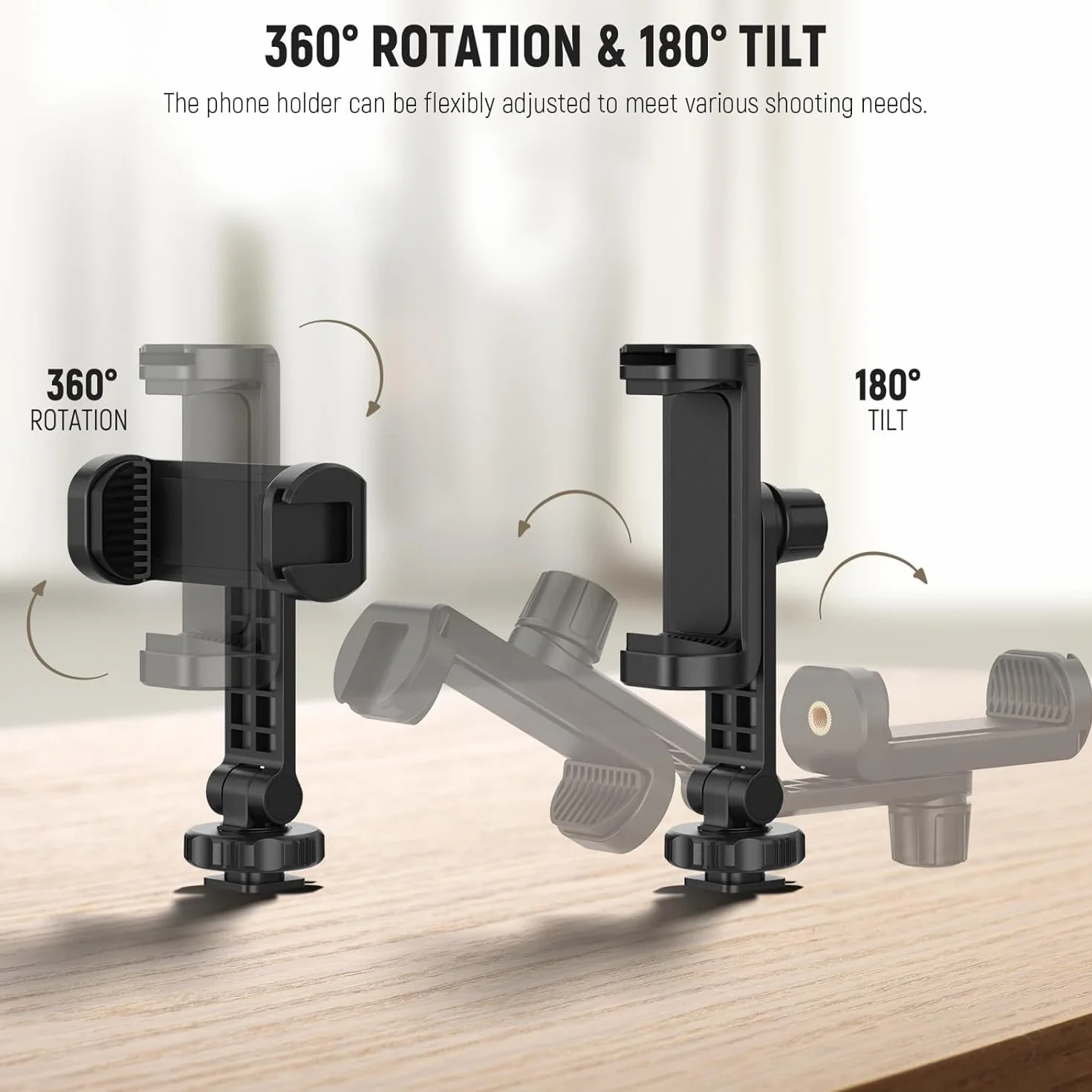NEEWER Uchwyt na telefon kompatybilny z DJI Osmo Pocket 3, Pocket 3, akcesoria rozszerzające, uchwyt na telefon komórkowy z gwintem 1/4 cala do statywu i drążka przedłużającego, zimna stopka do mini