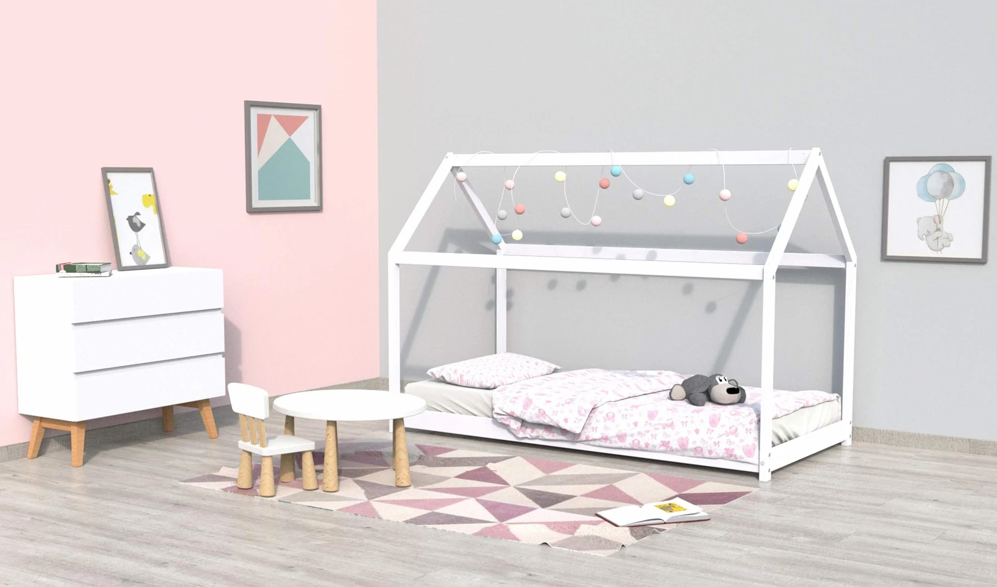 PANDA Lit Cabane 90x190cm, blanc