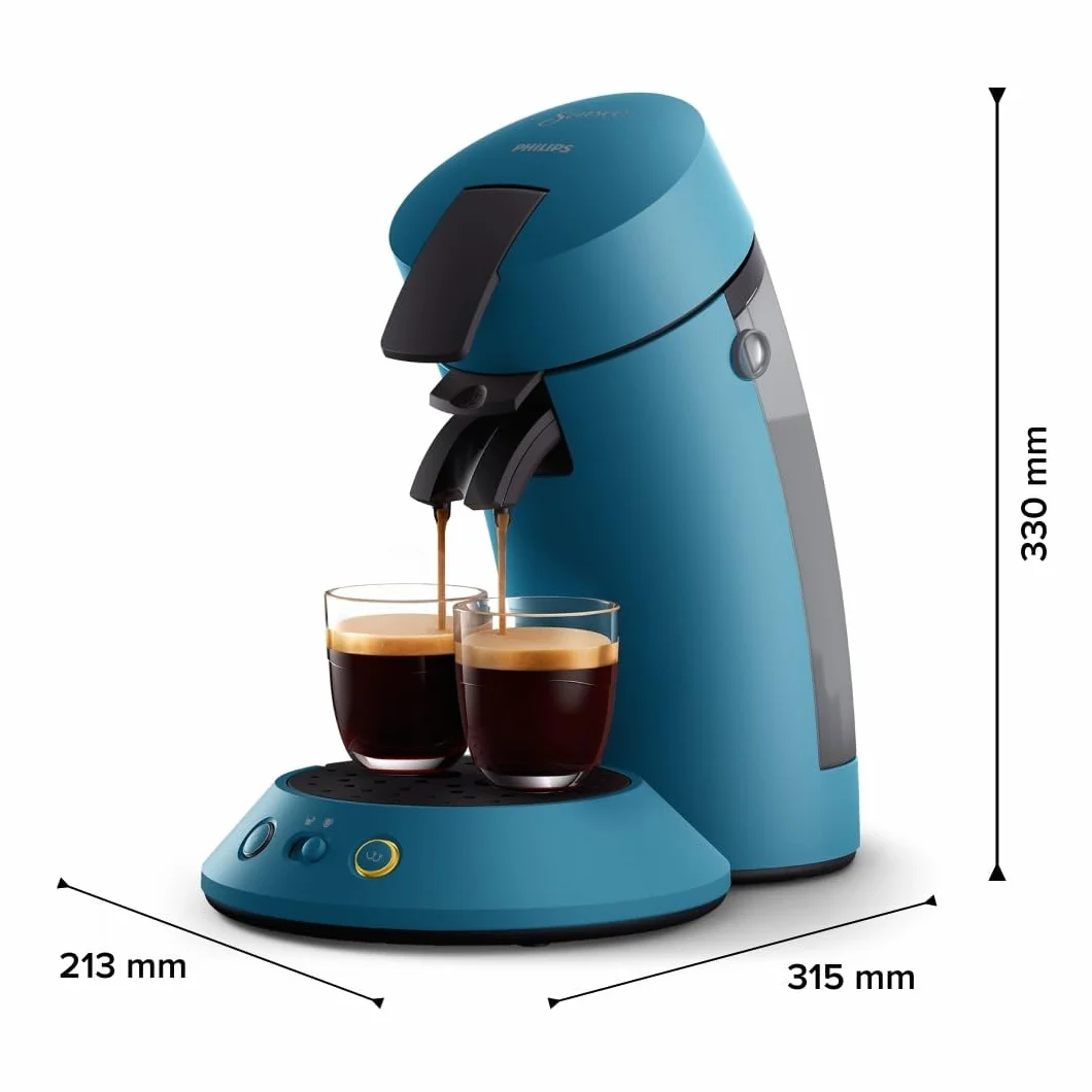 Philips Senseo Original Plus Machine à café à dosettes, Sélection intensité café, Technologie Coffee Boost, 2 tasses, Plastique recyclé, Bleu Paon