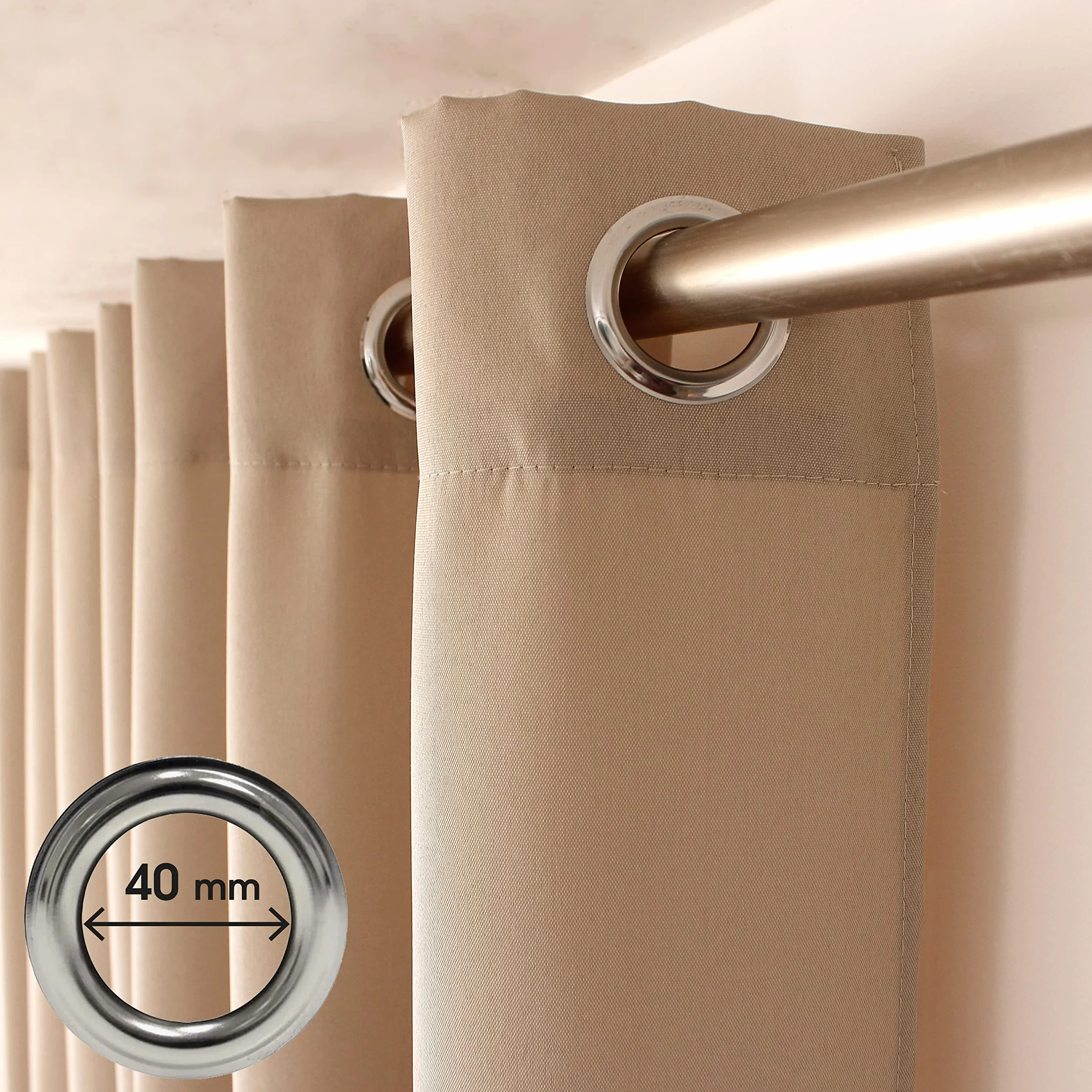 ED ENJOY HOME Rideau Décoratif Œillets argentés 140x240 cm Blanc 100% Polyester Satiné