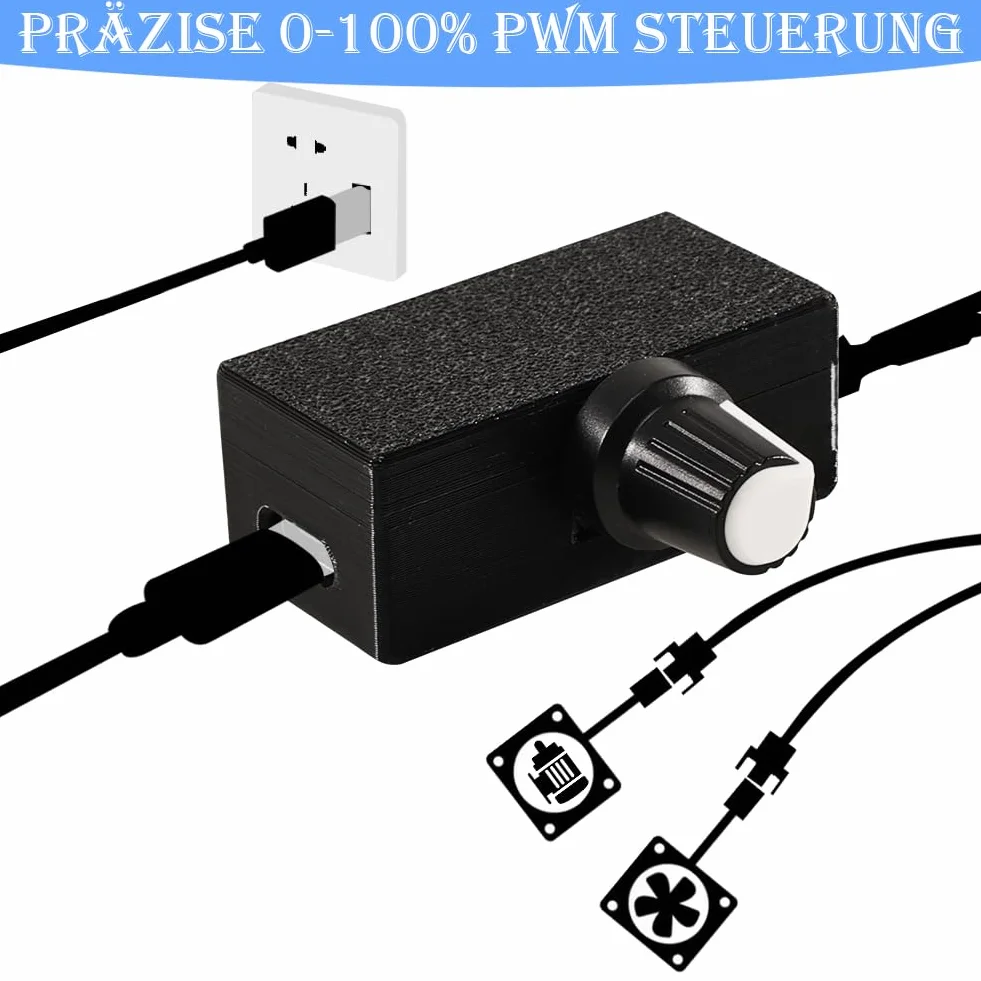 4-pinowe sterowanie wentylatorem PWM 12V z kablem adapterowym 1 do 2 - Regulowany kontroler wentylatora, 4-polowy regulator PWM 0-100% sterowanie prędkością, idealny do chłodzenia wody na PC