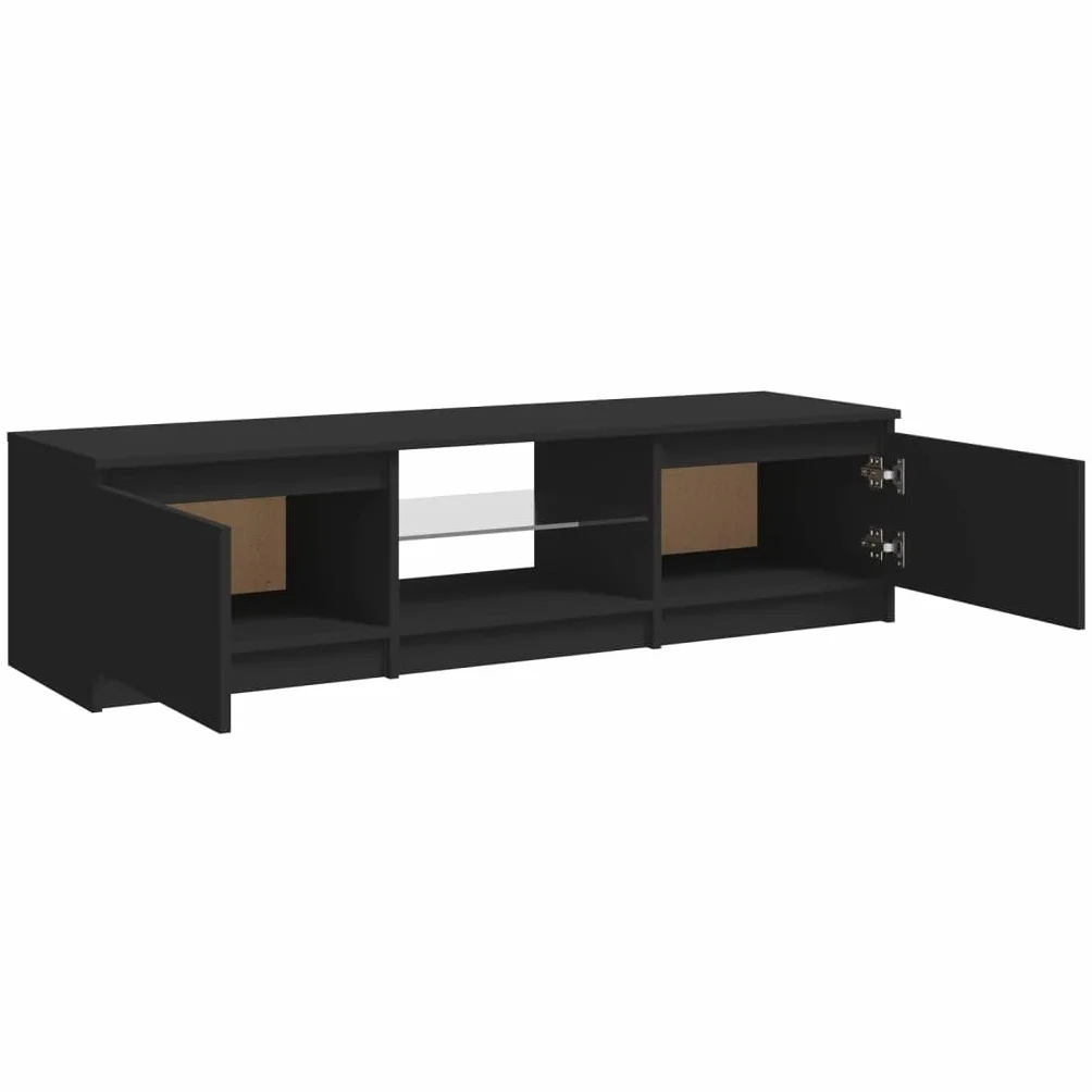 Meuble TV LED Moderne et spacieux avec éclairage RGB en Bois Noir de 140 cm Ameublement et Décoration, Meubles TV