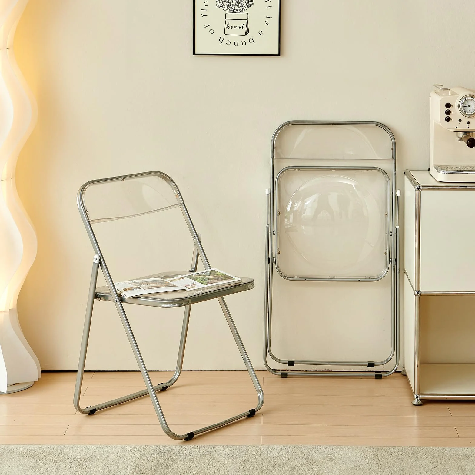 Lot de 12 Chaise Pliante Pet Chaise en métal Transparent, capacité de Charge de 150 kg, pour Salle à Manger, Salon, Jardin