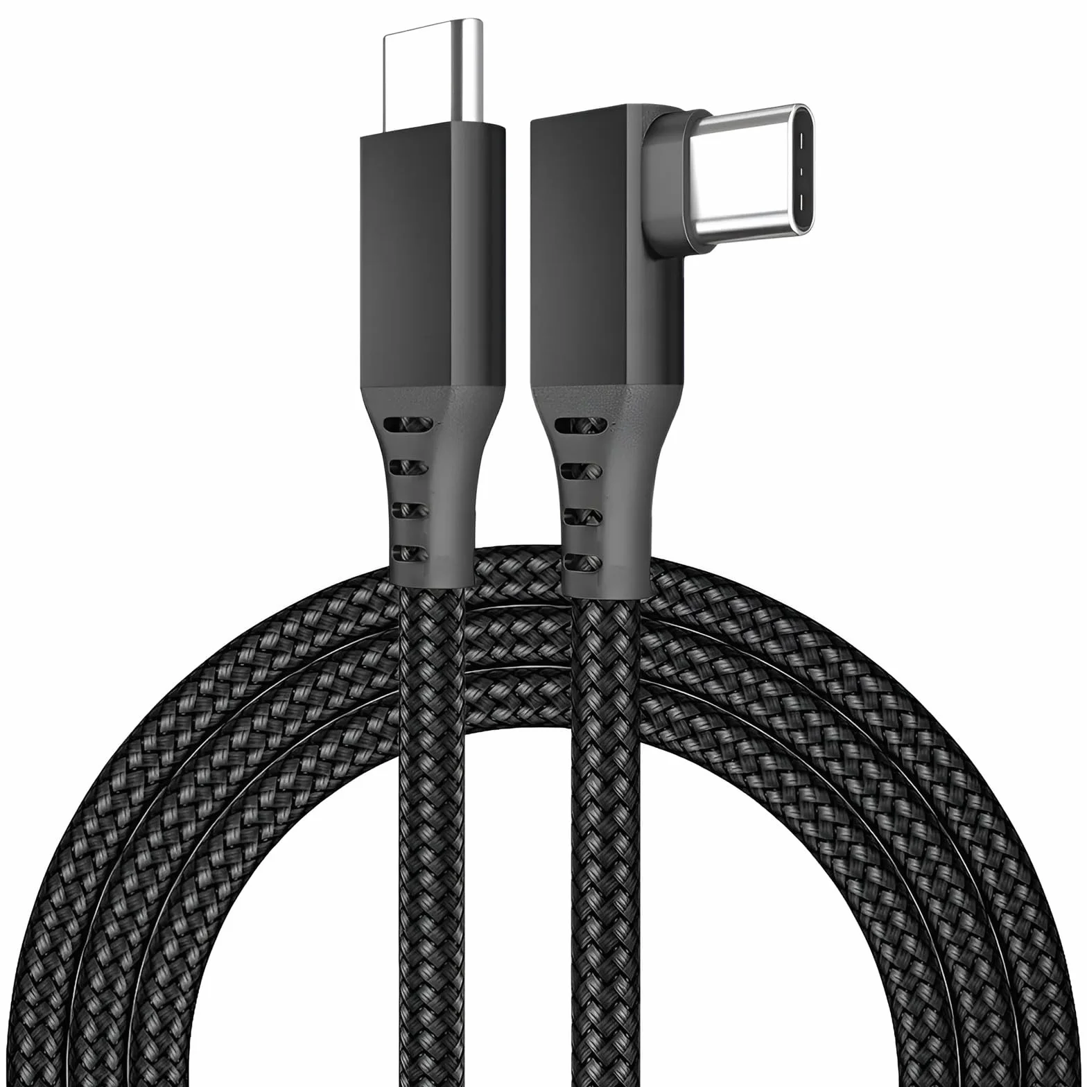 VR Link Kabel USB-C na USB-C do Meta Quest 3S / 3/2 / Pro, Pico 4 Ultra / 4 i PC/Steam VR firmy MMOBIEL – Kabel 90 Stopni Nylon w Oplocie Typu C do słuchawek VR do Gier - 5m - Czarny
