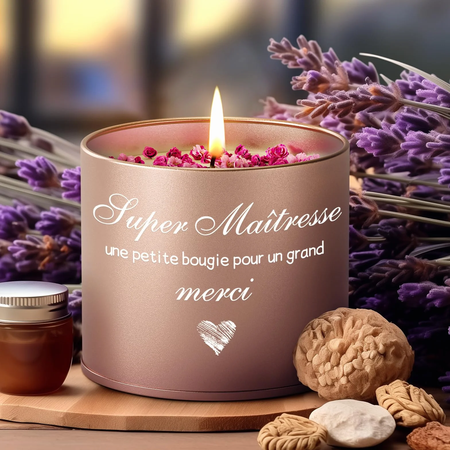 Bougie Parfumée à la Lavande KAAYEE 9oz Cadeau Maitresse D'école 50H Durée Merci Maîtresse