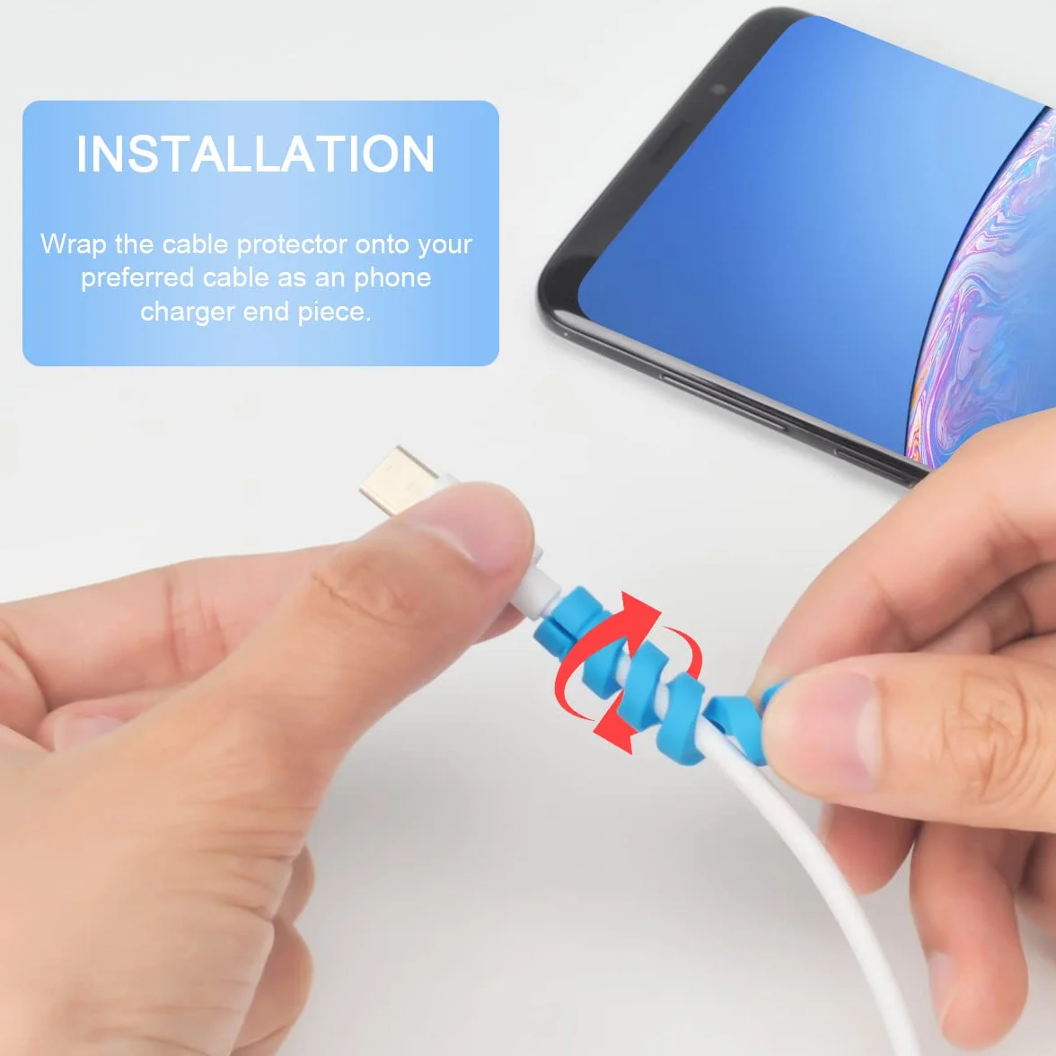 25 sztuk oszczędzających kabel do ładowarki, elastyczny silikonowy ochraniacz na kabel micro USB, kombinezon ochronny kabla myszy do wszystkich linii danych telefonu komórkowego (biały, różowy