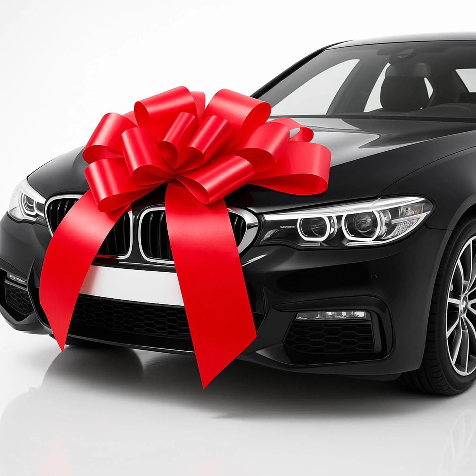 Grand nœud de Voiture Rouge 58 cm avec 2 Ventouses pour Mariage Noël