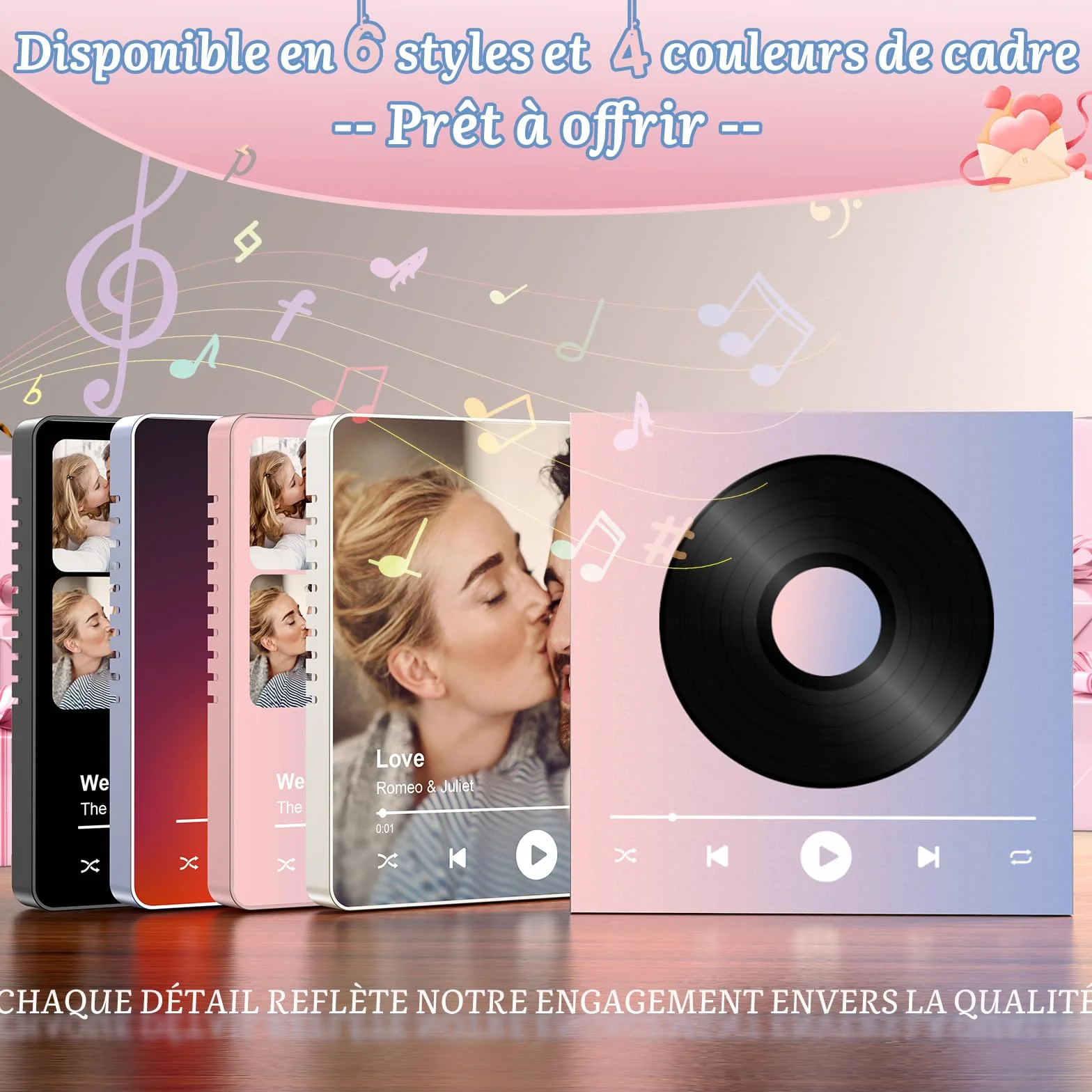 Aimant Musical Personnalisé Photo Rétro - Cadeau Saint Valentin Spotify Aimant Frigo