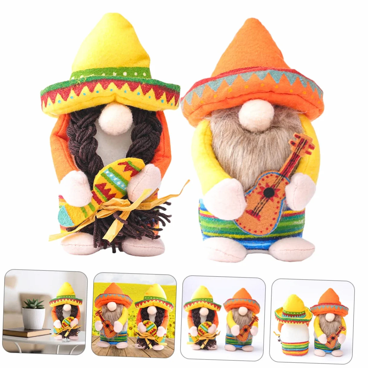 Cabilock 2 pièces Poupées Mexicaines avec Sombrero Ensemble De Jouets Festifs pour Décoration Et Jeux