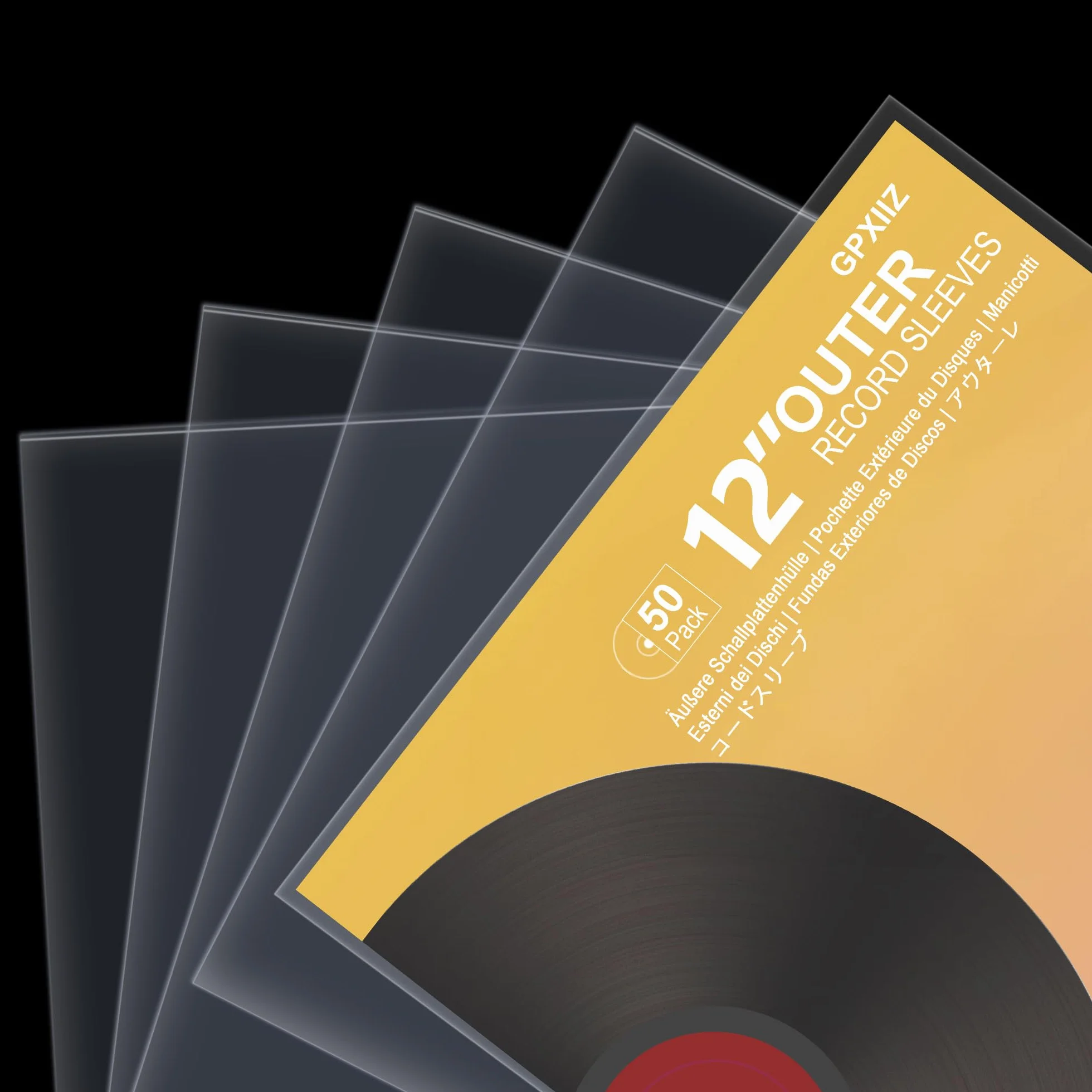 Pochette Vinyle 33 Tours Extérieur 12 Pouces, 50 x Pochette Protection Vinyle Transparente en Polypropylène Durable