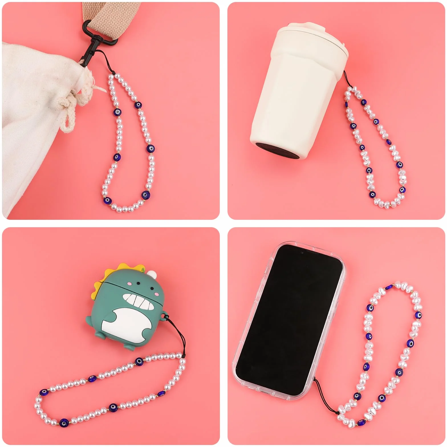 2 szt. Koralik Phone Charm, Okragle o Specjalnym Ksztalcie Koralik Phone Lanyard Zapobiegajace Zgubieniu Pasek na Nadgarstek do Telefonu Uroczy Brelok do Telefonu dla Mezczyzn Kobiet Par