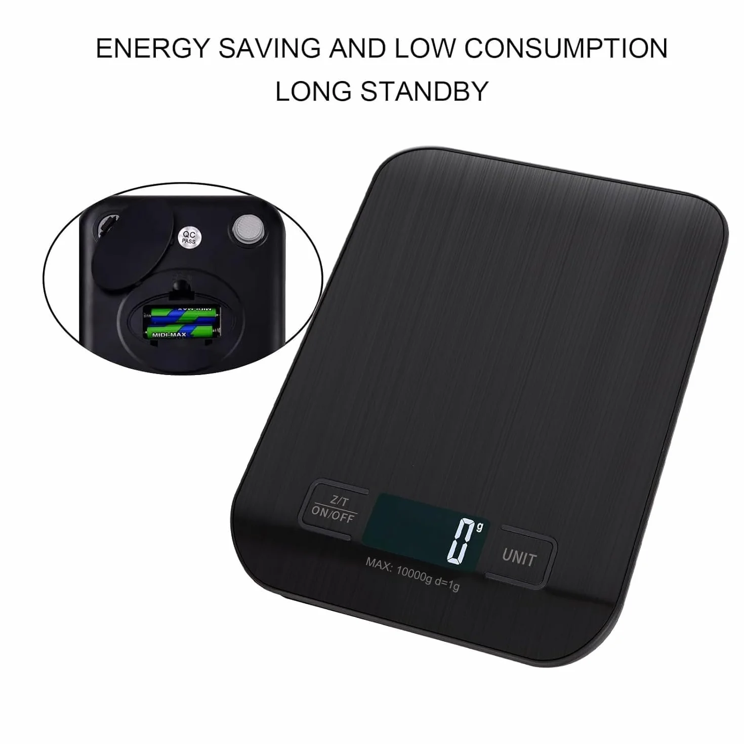 Balance de Cuisine Numérique Professionnelle 10 kg - Précision 1g, Écran LCD, Fonction Tare (Noir)