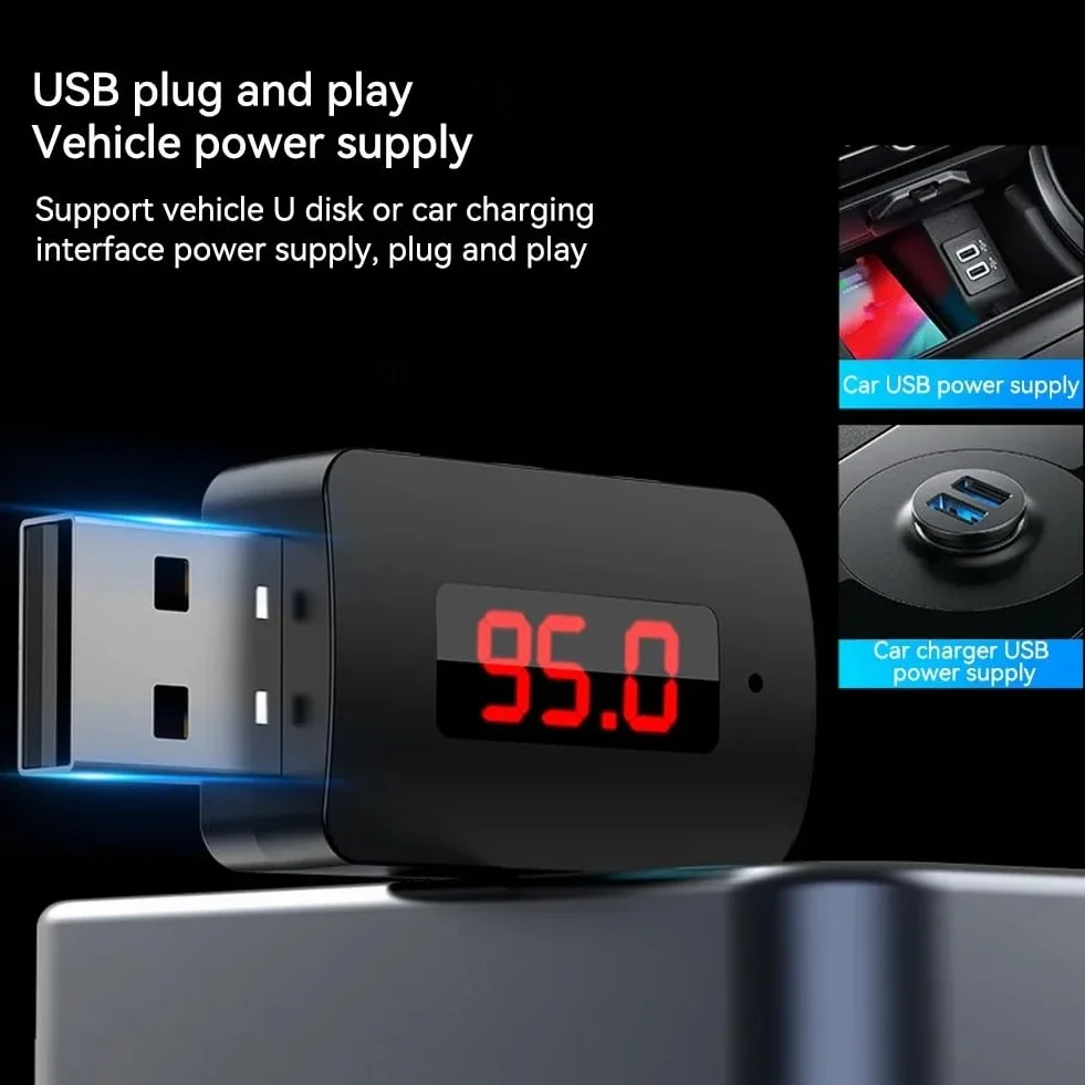 Car bezprzewodowy adapter Bluetooth 5.4 transmiter, odbiornik z mikrofonem, USB Power Audio AUX adapter do samochodu, audio, muzyki, bez użycia rąk