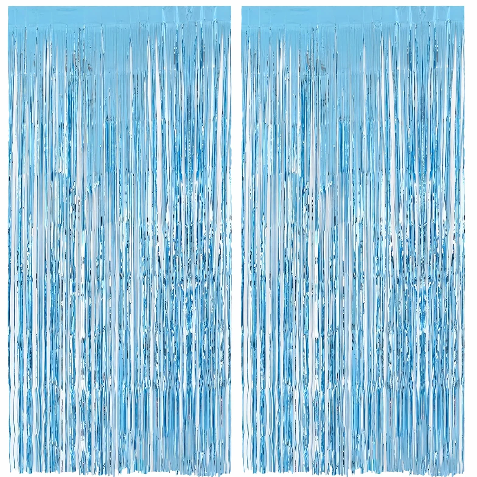 Rideau Métallique Aluminium Bleu Franges 1m x 2m 2 pièces Décoration Fête Mariage