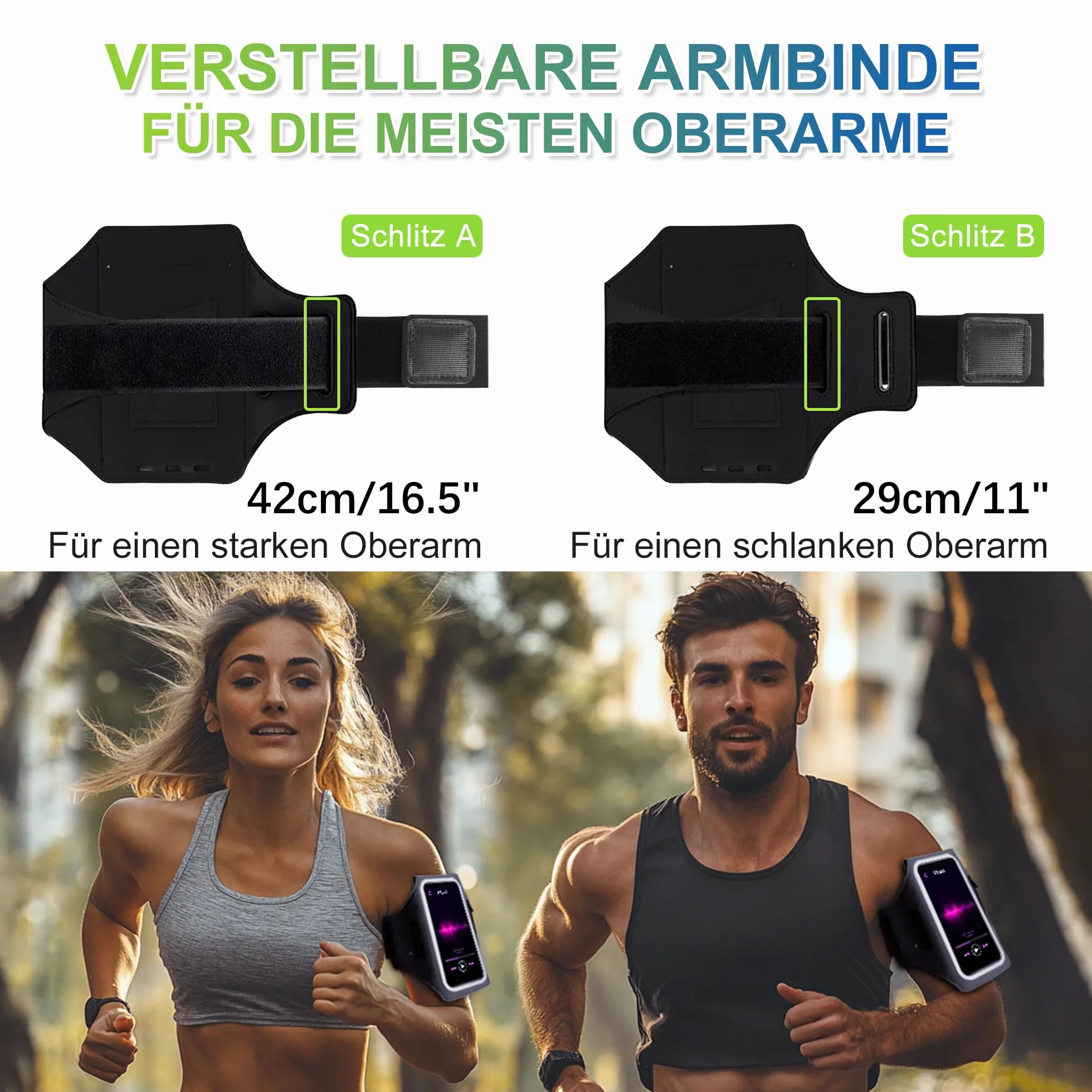 EOTW Joggen sportowa bransoletka – uchwyt na telefon komórkowy z etui Airpods do odtwarzacza MP3/iPhone 16/15/14/13 Pro Max Galaxy S24+/S23+/S22/S21 (6,0" ~ 6,7")