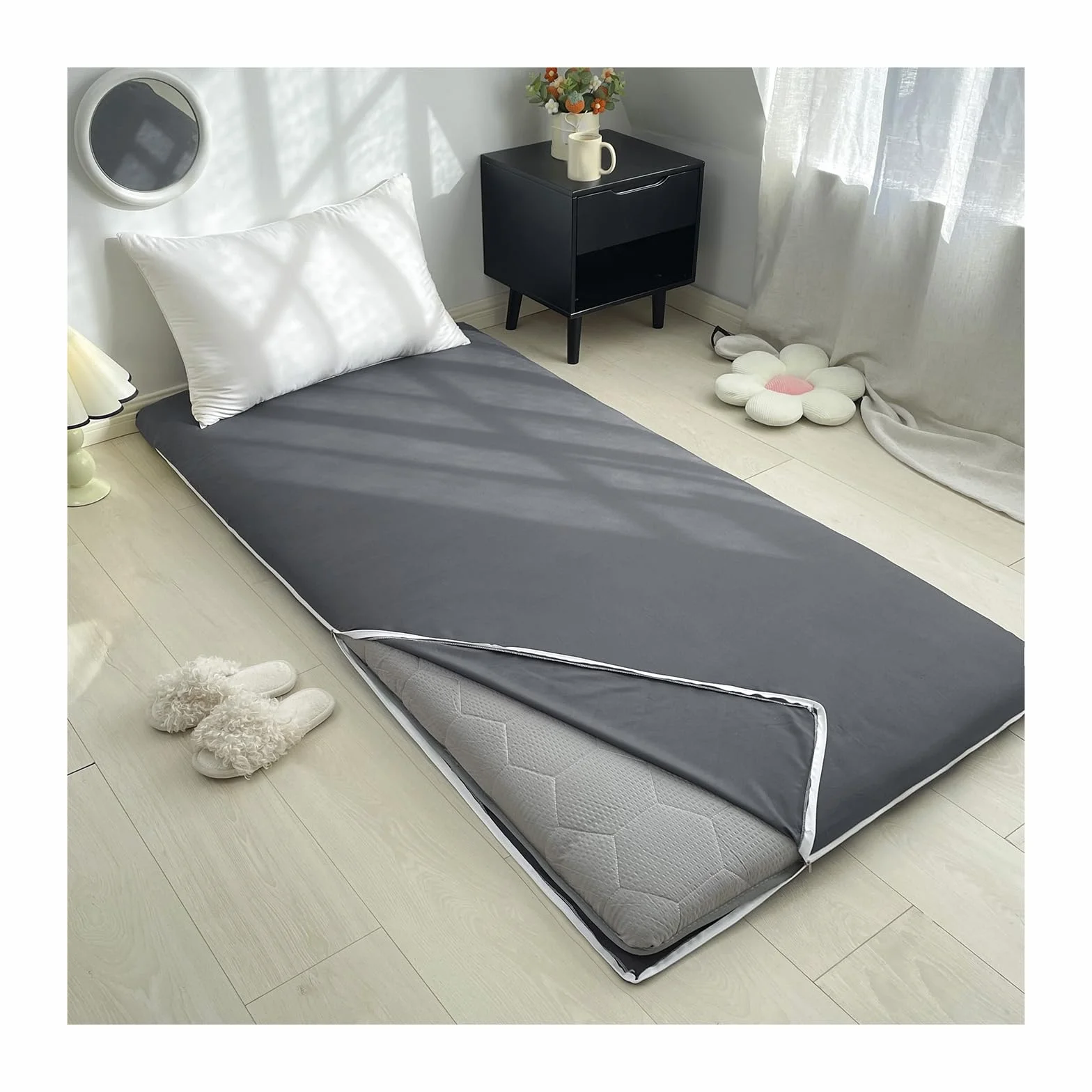 Housse de Protection pour Futon Coton 70x200cm Lavable