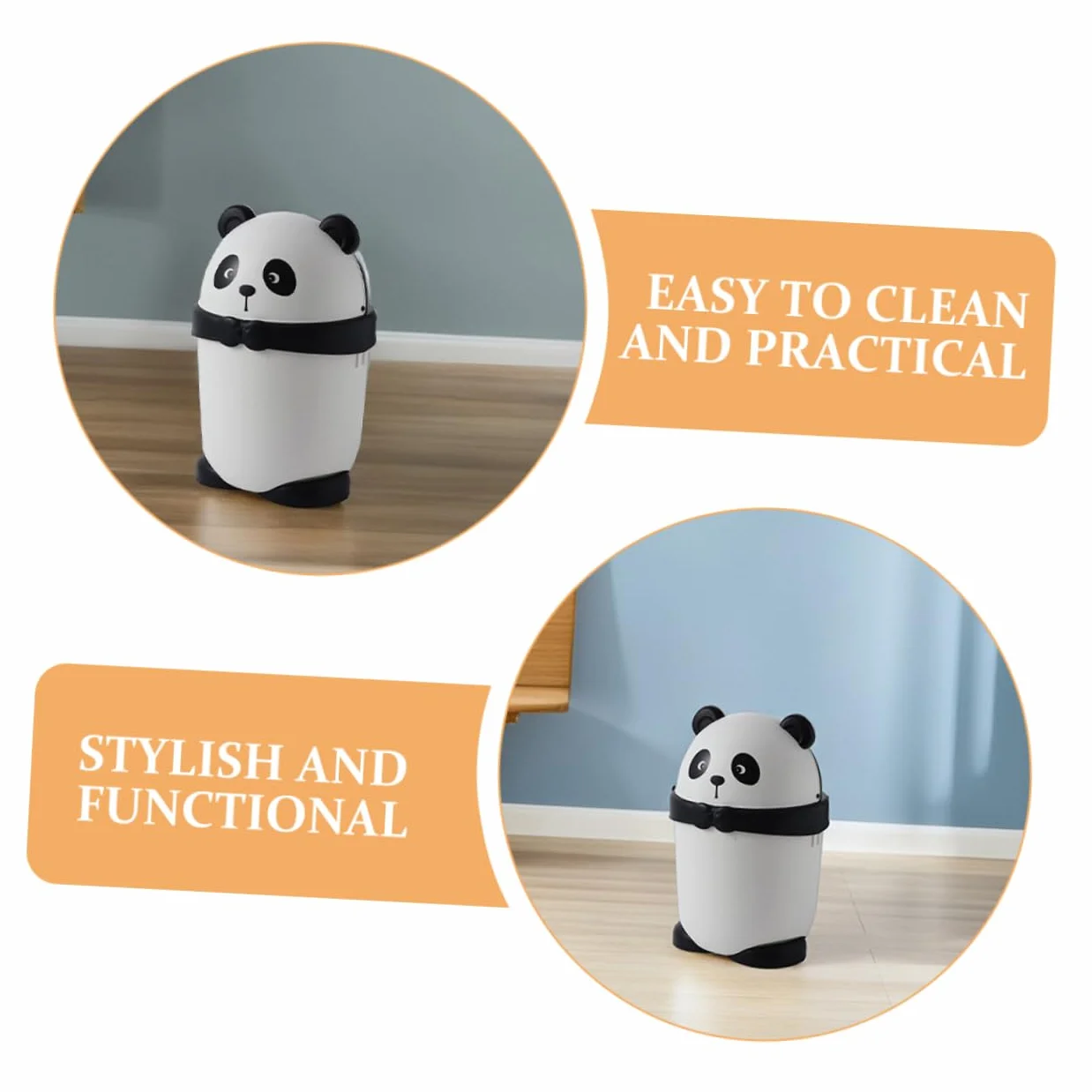 Garneck Poubelle Panda Mignonne Corbeille à Déchets avec Couvercle Rabattable en Plastique PP Cuisine Salon