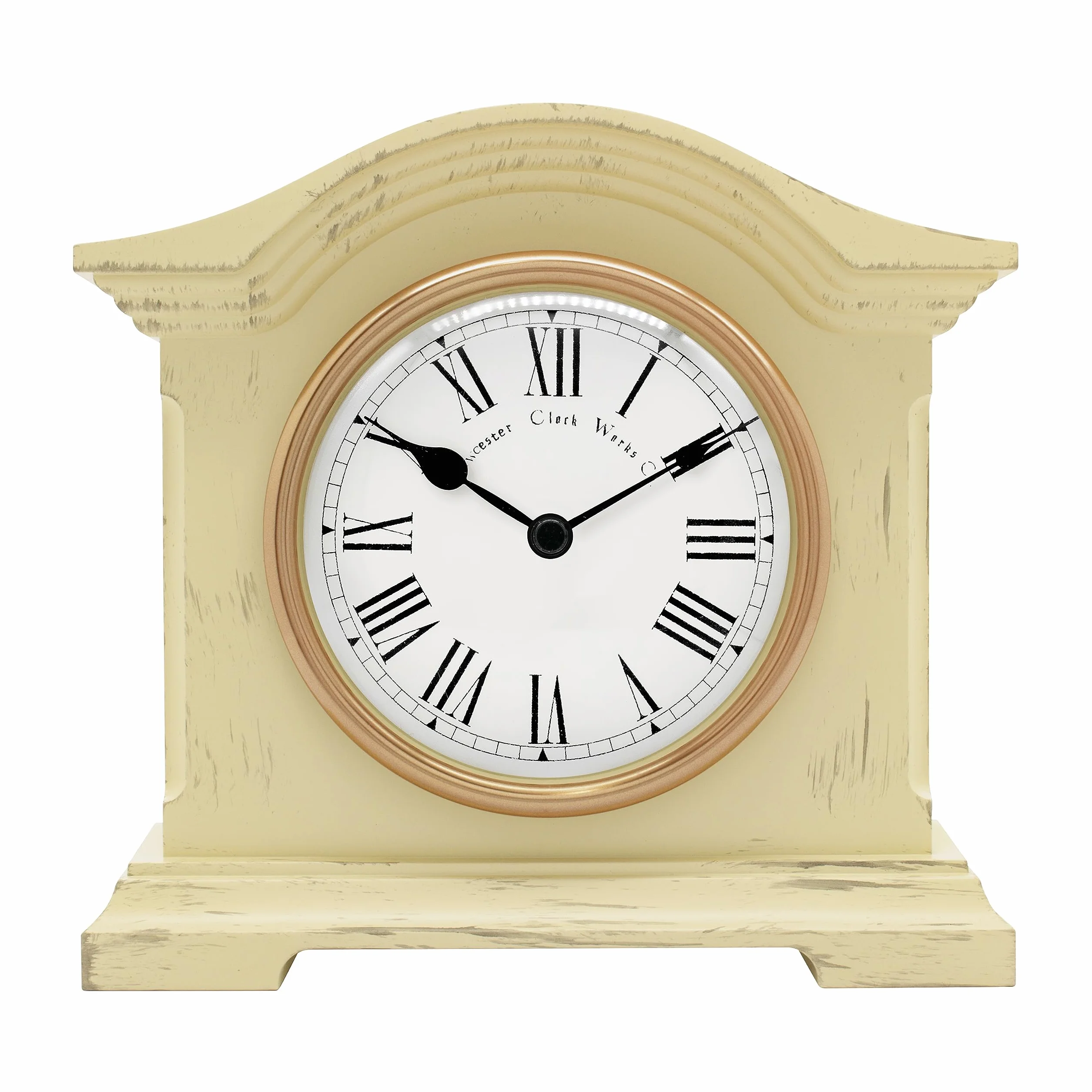 Horloge de cheminée en bois crème vieillie