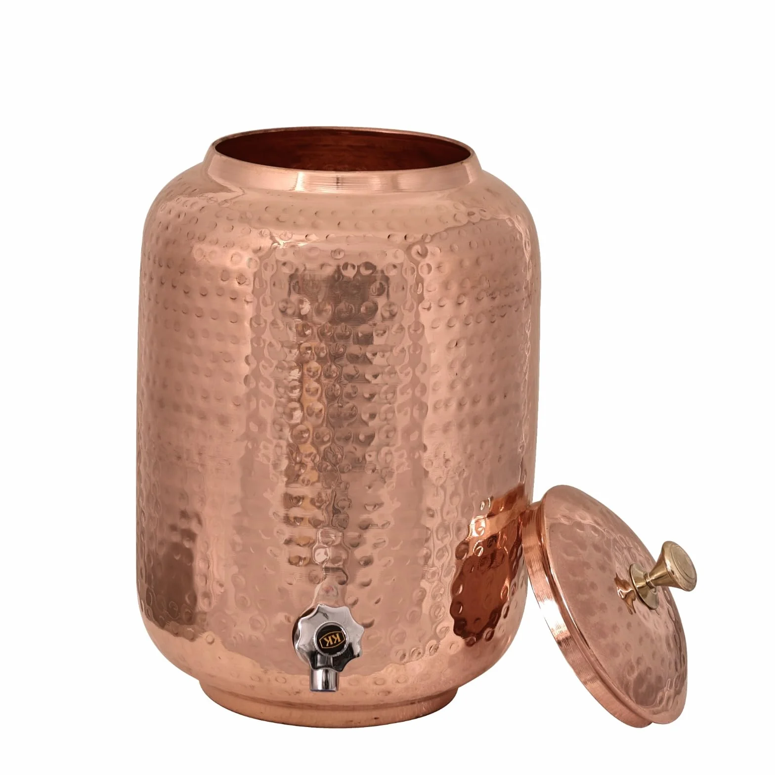 Distributeur d'eau en cuivre de 8 l et 2 verres avec bouteille d'eau, martelé à la main, hydratation ayurvédique