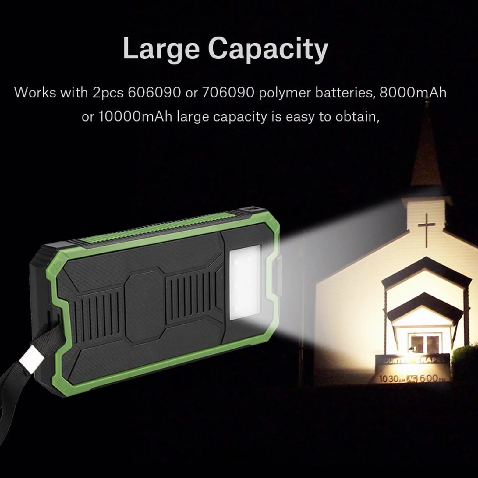 Solar Charger Power Bank, 20000mAh Szybkie ładowanie Dual USB Solar Mobile Power Bank Case DIY Kit dla Podróży Kemping Aktywności na świeżym Powietrzu Gear Zestaw Awaryjny(Zielony)