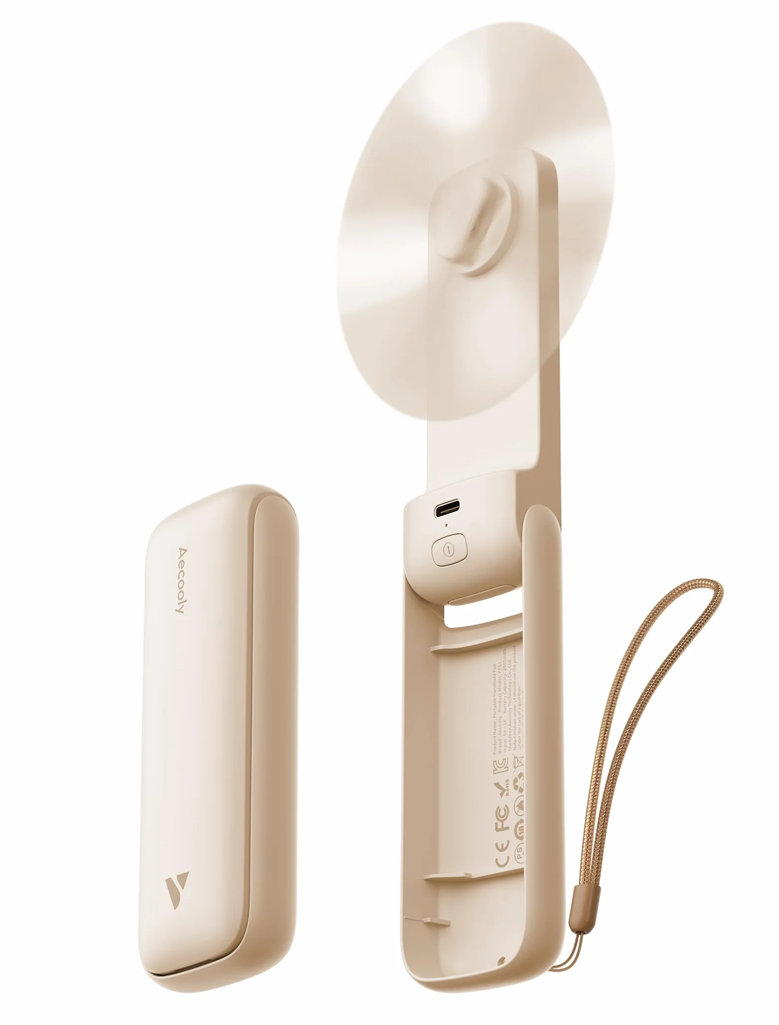 Aecooly Ventilateur Portable à Main Mini USB Rechargeable 24H Autonomie Pliable Voyage