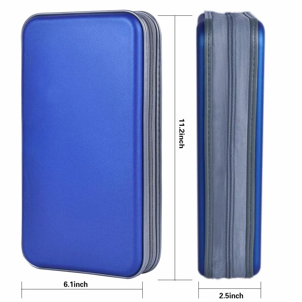 Support de DVD en Plastique Dur 96 Capacités Boîtier de Rangement pour Disque Portable Voiture Bleu