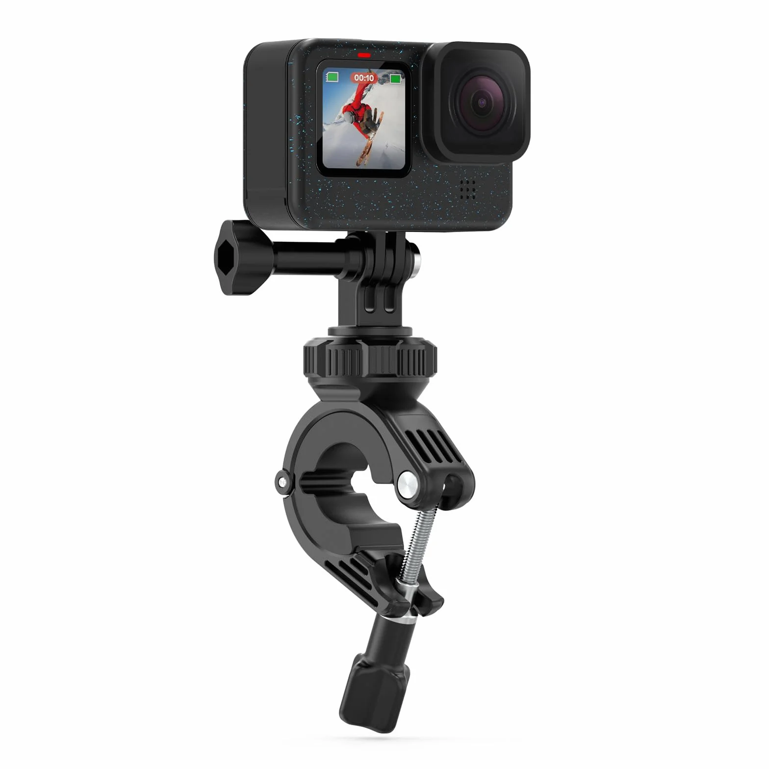 Uchwyt na Rowerowy Motocykla Słup Zaciskowy Kompatybilny z GoPro Hero 13 12 11 10 9 8 7 6 5 Session DJI Osmo Kamery Sportowe - Obrót o 360°