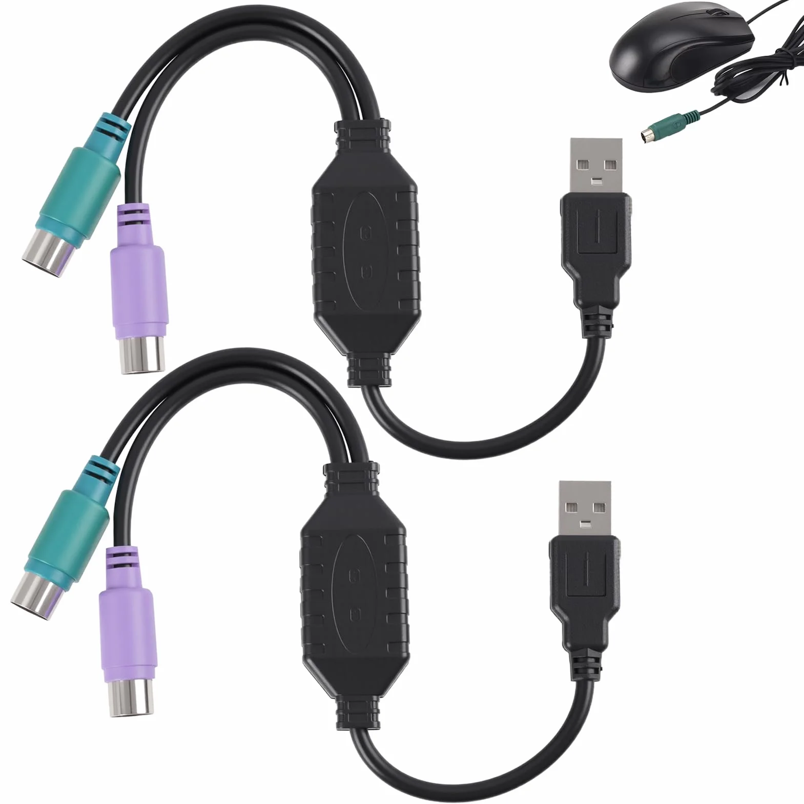 Adaptateur PS/2 vers USB, Convertisseur Câble PS/2 vers USB pour Clavier et Souris PS2