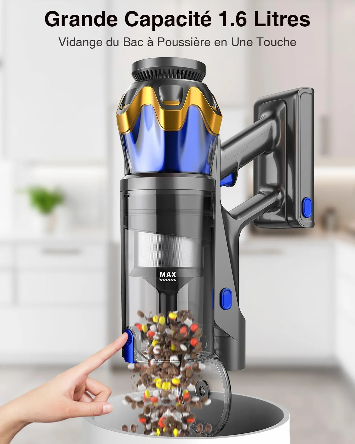 Aspirateur Balai sans Fil 650W 55KPA 70min 1.6L Brosse Anti-Enmêlement OLED Écran Tactile