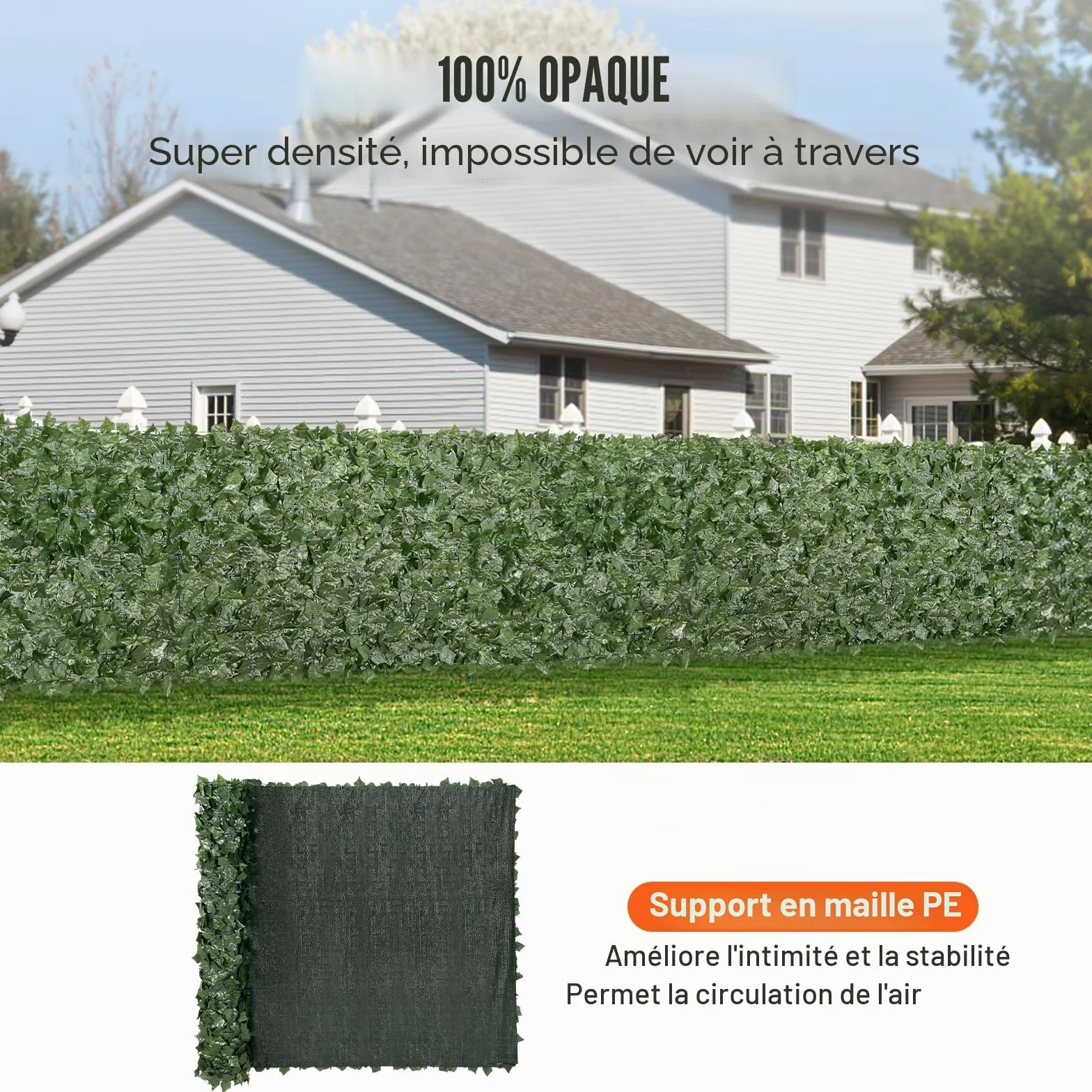 VEVOR Haie Artificielle 150x300 cm Brise-Vue Clôture Lierre Artificiel Intimité Support Tissu Maillé Joint Renforcé Déco Fausses Feuilles Jardin Extérieur