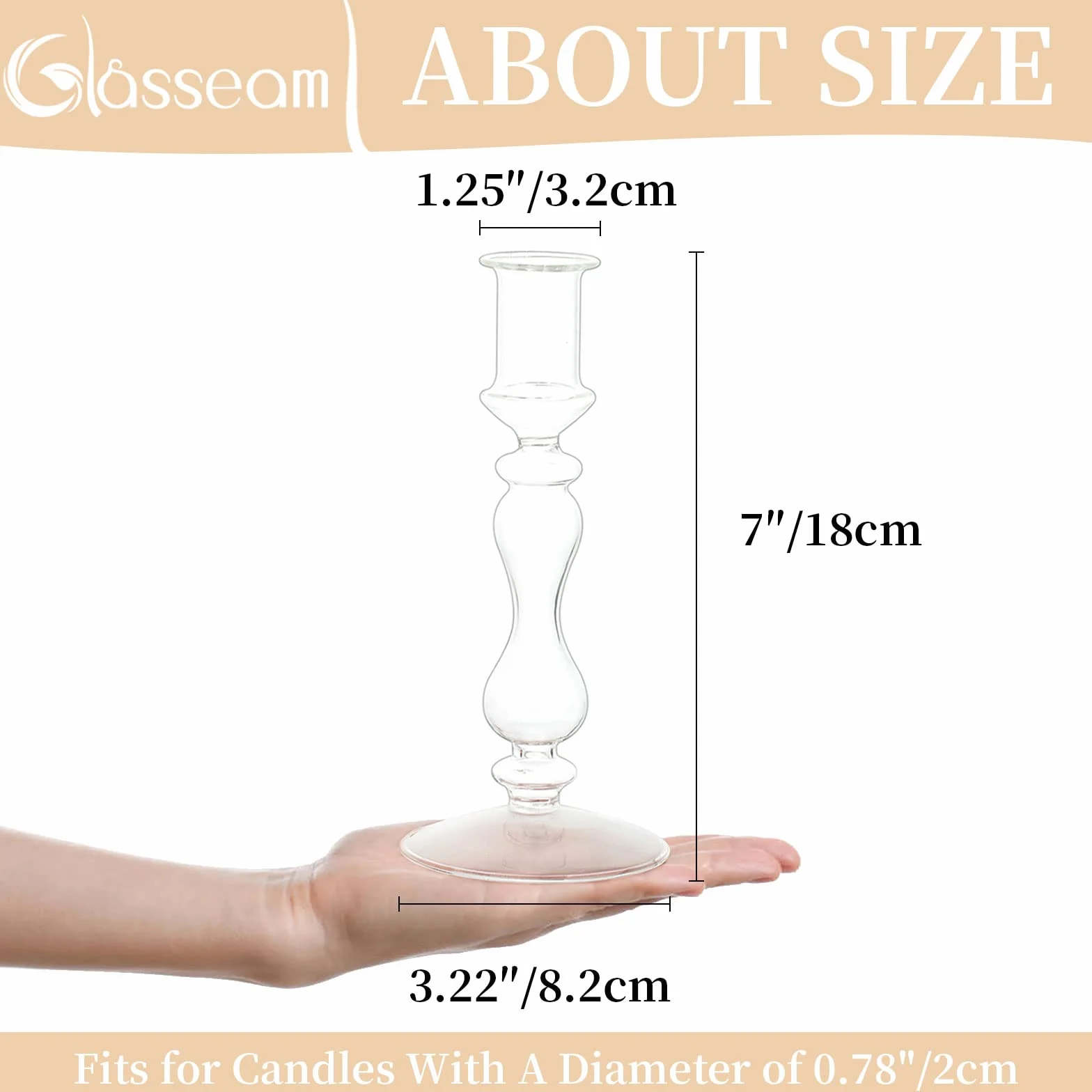 Bougeoirs en Verre Conique 4 Pièces Base Large Bougeoir Titulaire Décorations De Table s'adapte à 2 Cm Bougies Coniques Intérieur Extérieur pour La Fête De Mariage