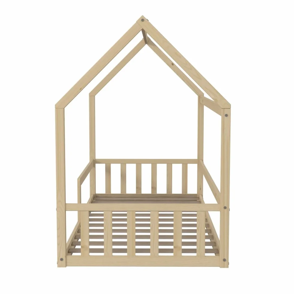 WEBER INDUSTRIES Lit cabane Nemo 90x190 + 1 sommier + barrière/Naturel